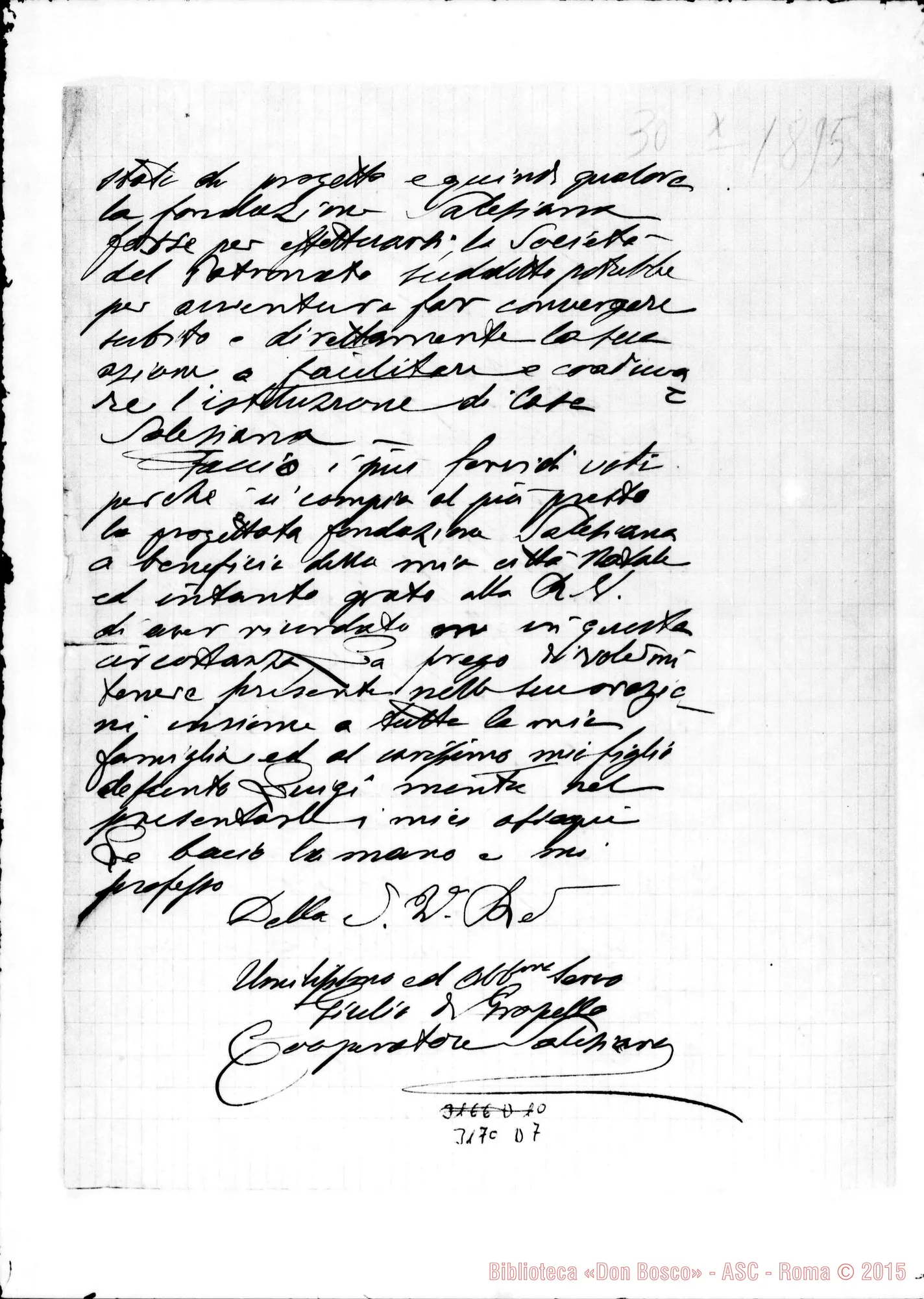 Fotogramma D 7 — Giulio Gropello, coop. - D. Rua. Zinasco Nuovo, 30-10-1895. Autogr. Rua