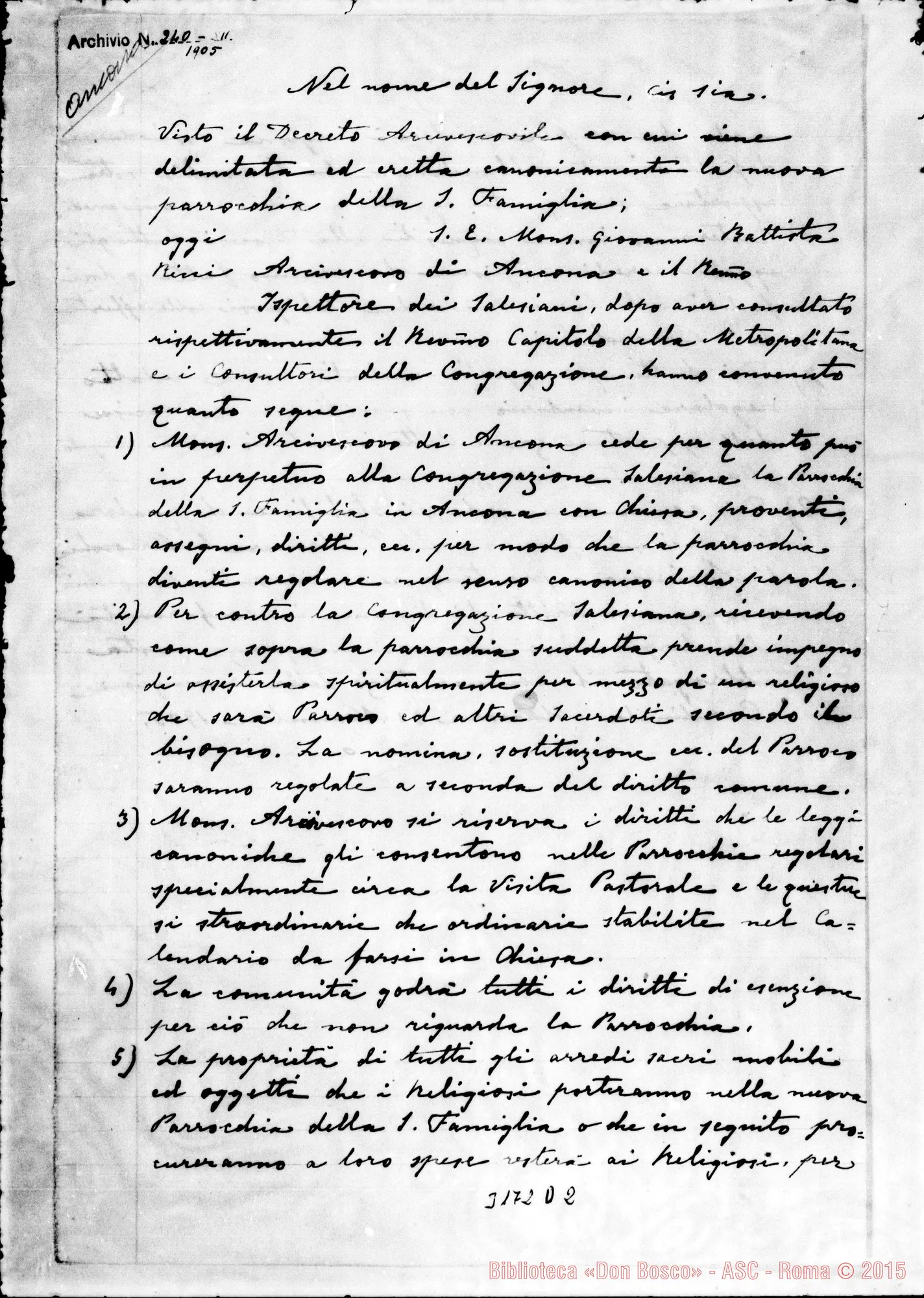 Fotogramma D 2 — Capitolato: ms. E dt.. Ancona, 30-11-1905