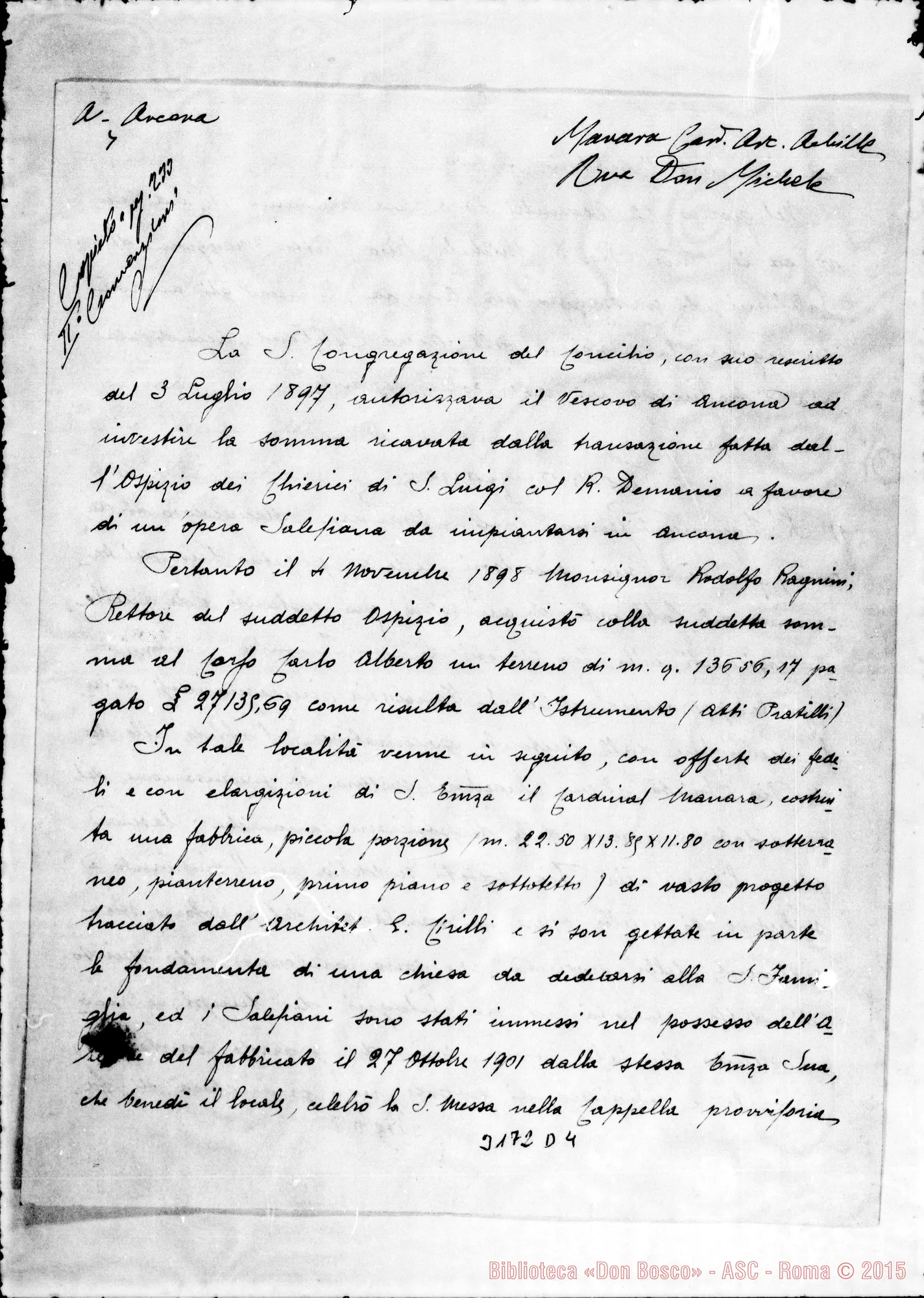 Fotogramma D 4 — Convenzione tra il Card. Manara E D. Rua. Firme autogr.. Ancona, 30-11-1905