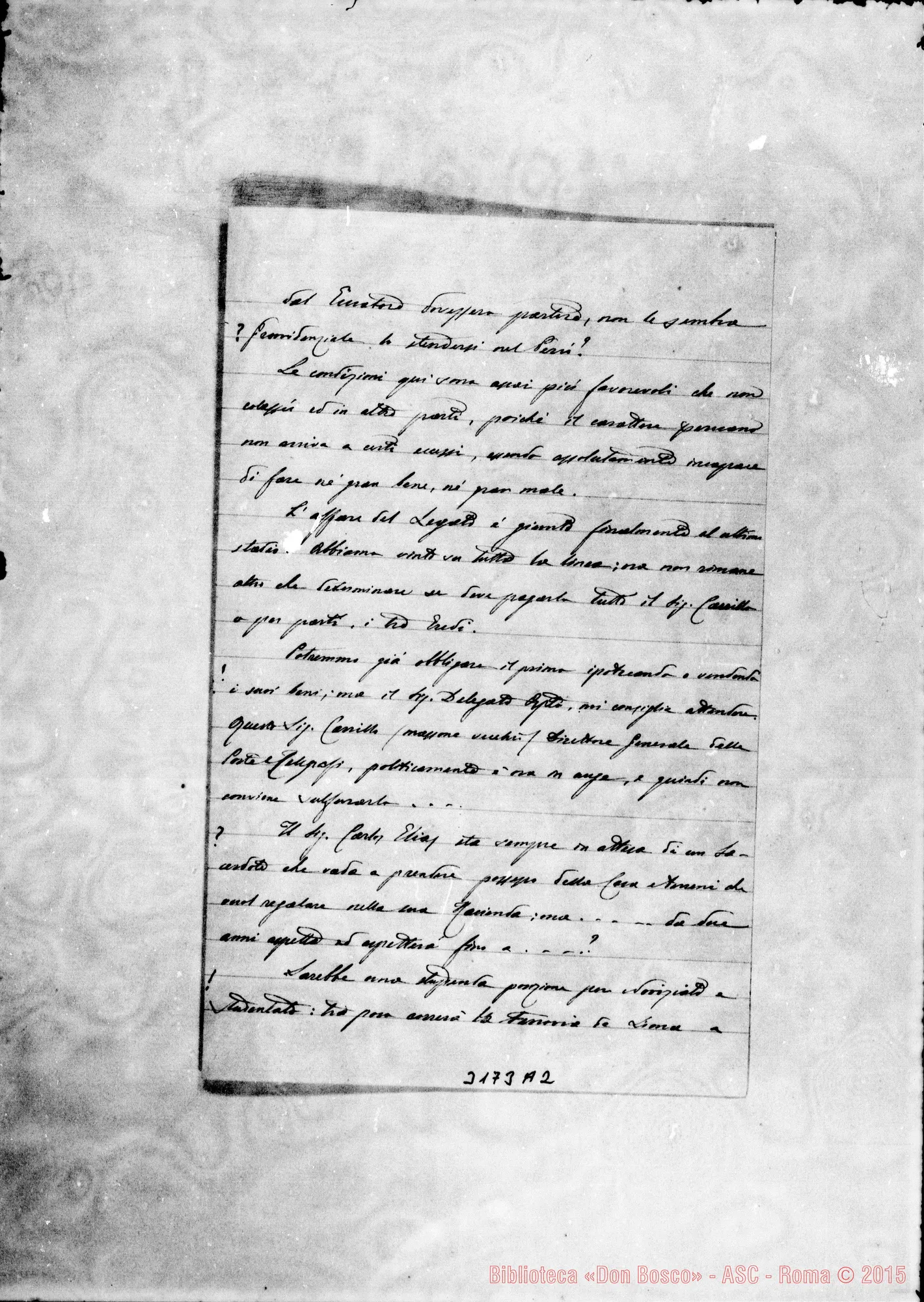 Fotogramma A 2 — D. Riccardi Antonio - D. Rua. Lima, 29-12-1895. Autogr. Rua