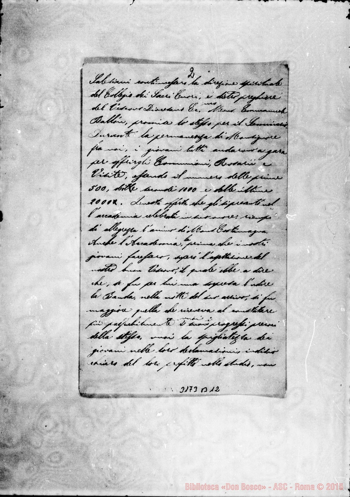 Fotogramma B 12 — Lettera A D. Rua da Arequipa, il 28-10-1897