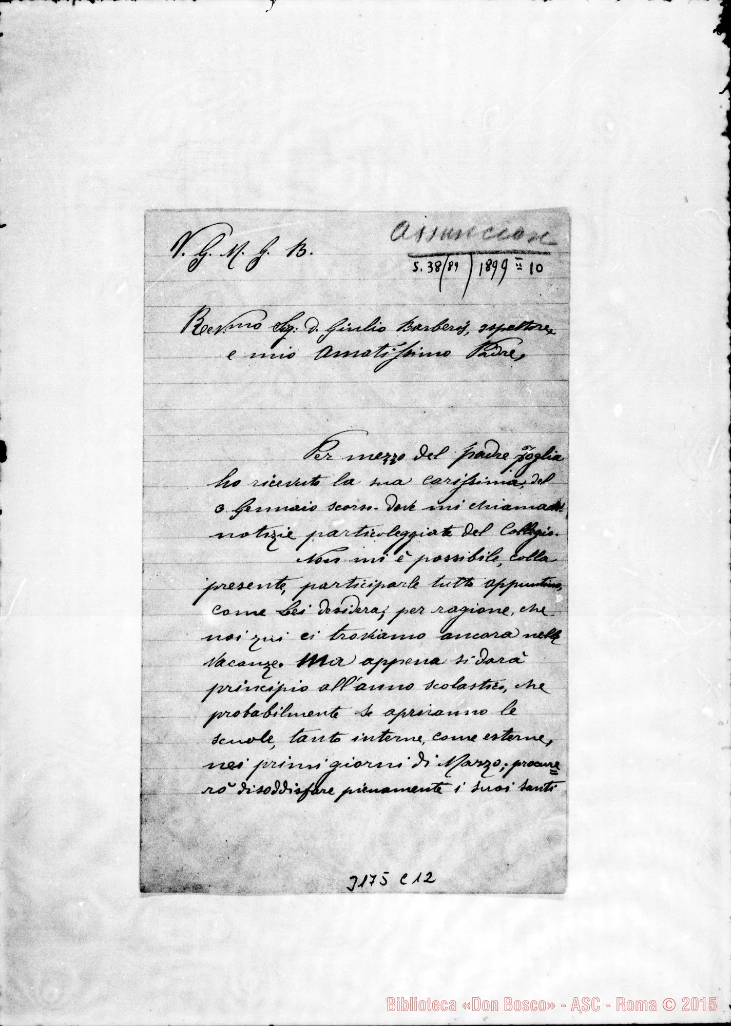 Fotogramma C 12 — Massimino Bonfanti, ch.-Don Barberis. Asunción, 10-02-1899