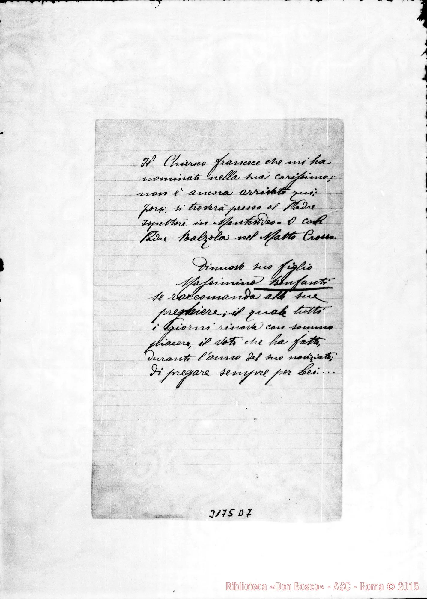 Fotogramma D 7 — Massimino Bonfanti, ch.-Don Barberis. Asunción, 10-02-1899