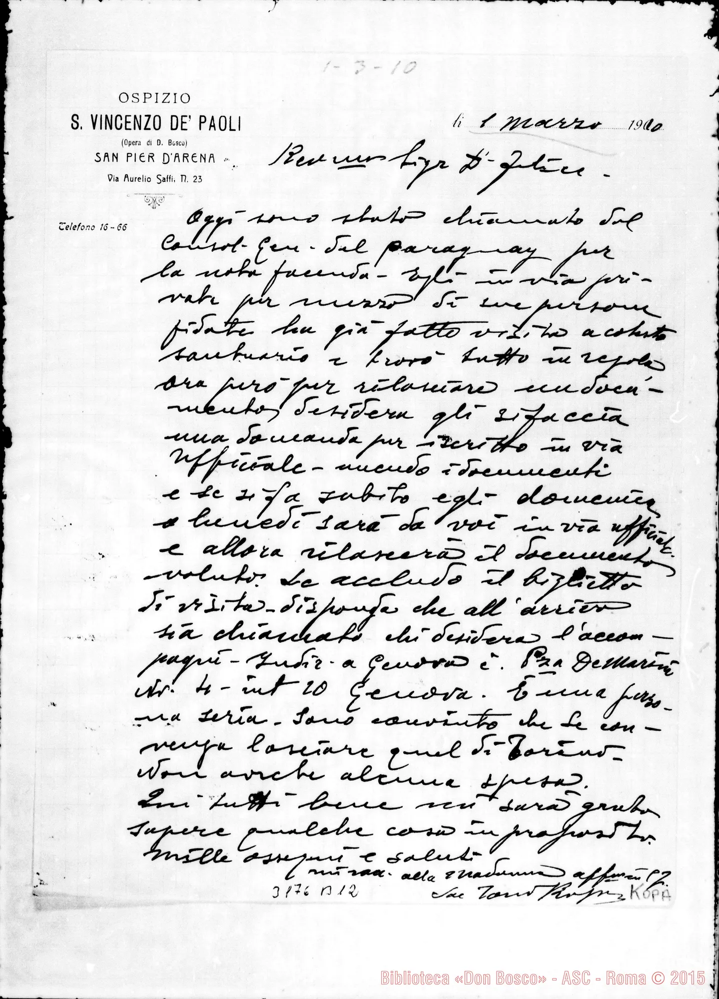 Fotogramma B 12 — Don Tommaso Kopa-Don Cane Felice. Sampierdarena, 1-03-1910