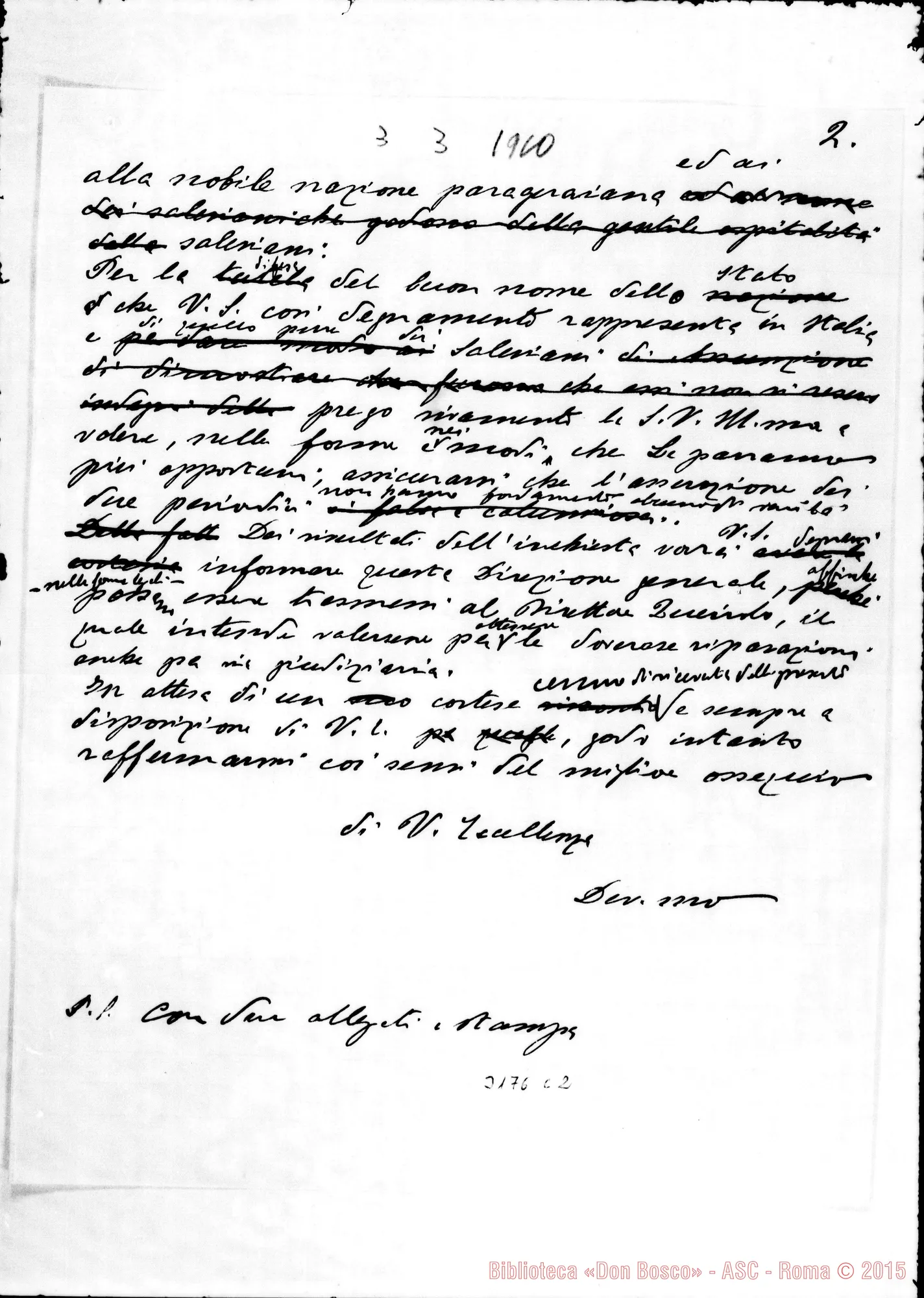 Fotogramma C 2 — Minuta di lettera al Console della Repubblica del Paraguay