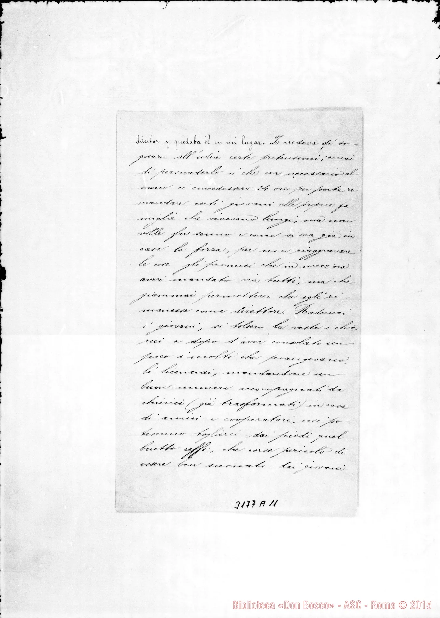 Fotogramma A 11 — Don Ambrogio Turriccia-Don Rua. Copia di lettera del 12-09-1902