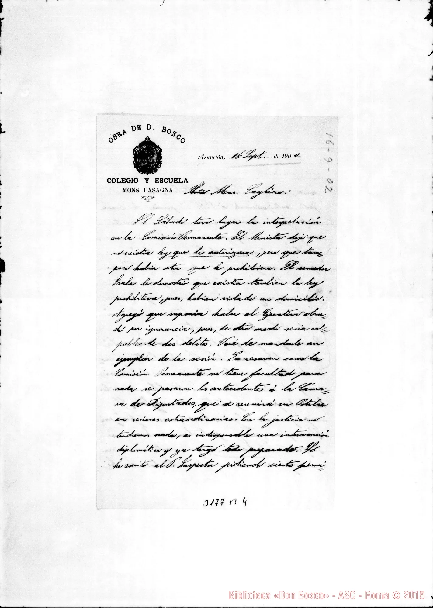 Fotogramma B 4 — Don Ambrogio Turriccia-Mons. Asunción, 16-02-1902