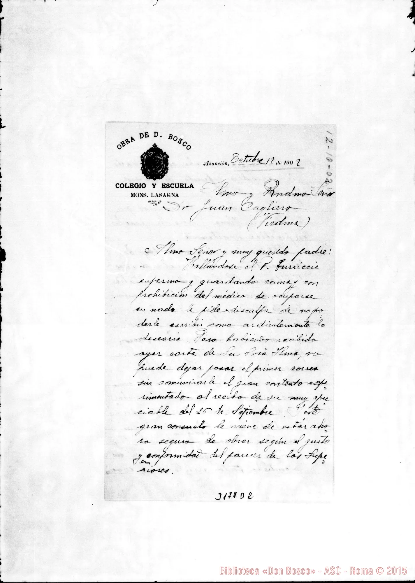 Fotogramma D 2 — Don Queirolo Pietro-Monsignor. Asunción, 12-10-1902