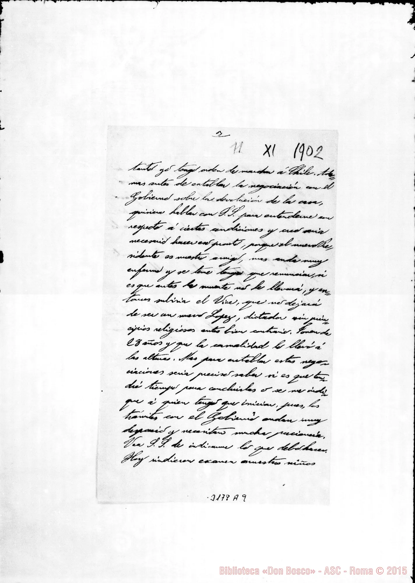 Fotogramma A 9 — Don Ambrogio Turriccia-Monsignor. Asunción, 11-11-1902