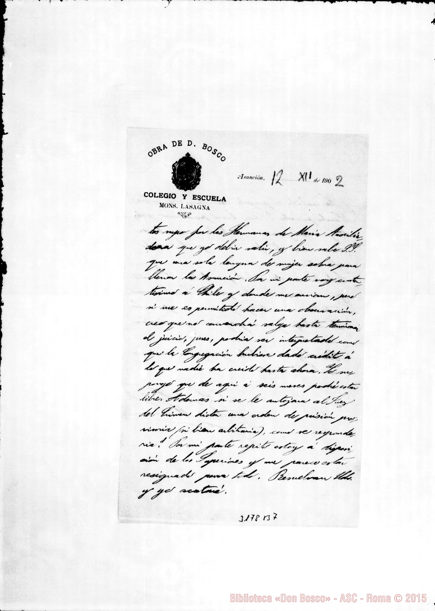 Fotogramma B 7 — Don Ambrogio Turriccia-Monsignor. Asunción, 12-12-1902