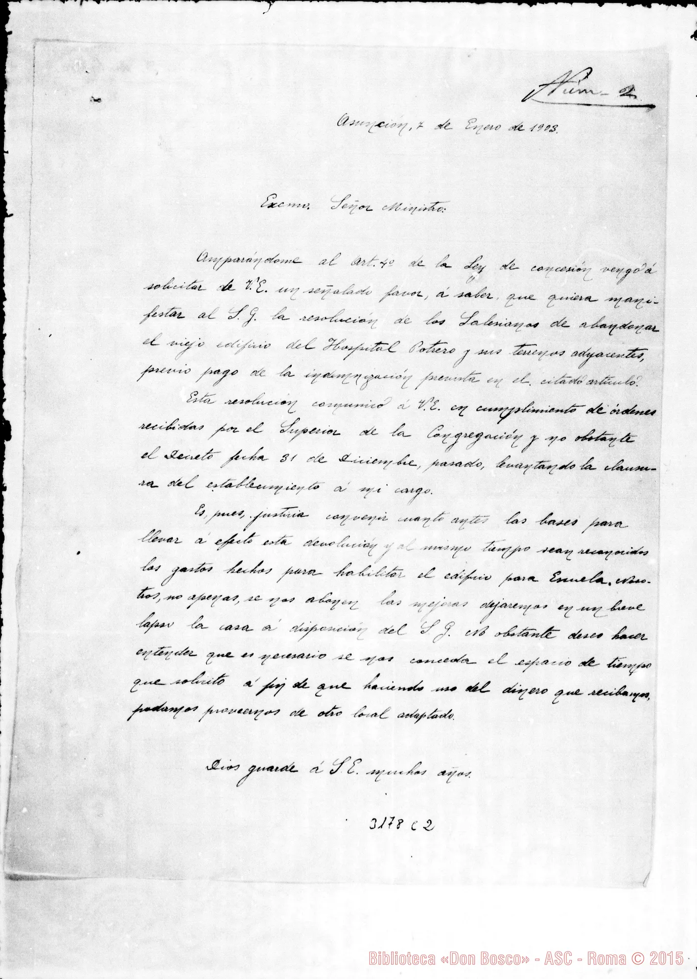 Fotogramma C 2 — Don Ambrogio Turriccia-Excmo. Sr. Ministro. Copia, il 7-02-1903