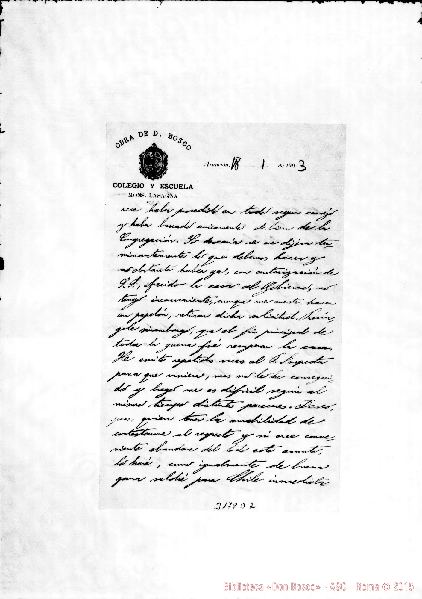 Fotogramma D 2 — Don Ambrogio Turriccia-Monsignor. Asunción, 18-01-1903