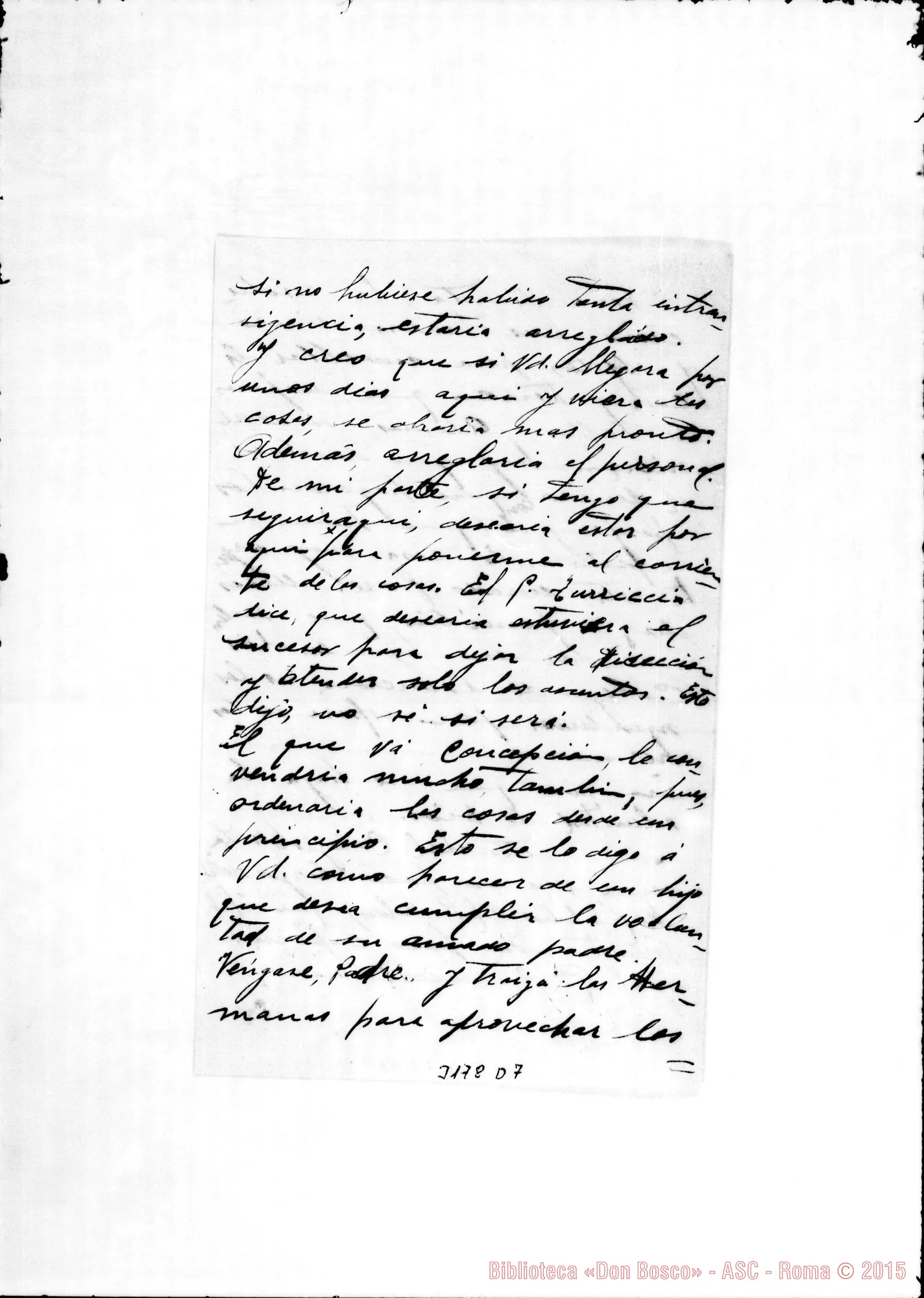 Fotogramma D 7 — Don Domingo Queirolo-Padre Inspector. Asunción, 28-01-1903