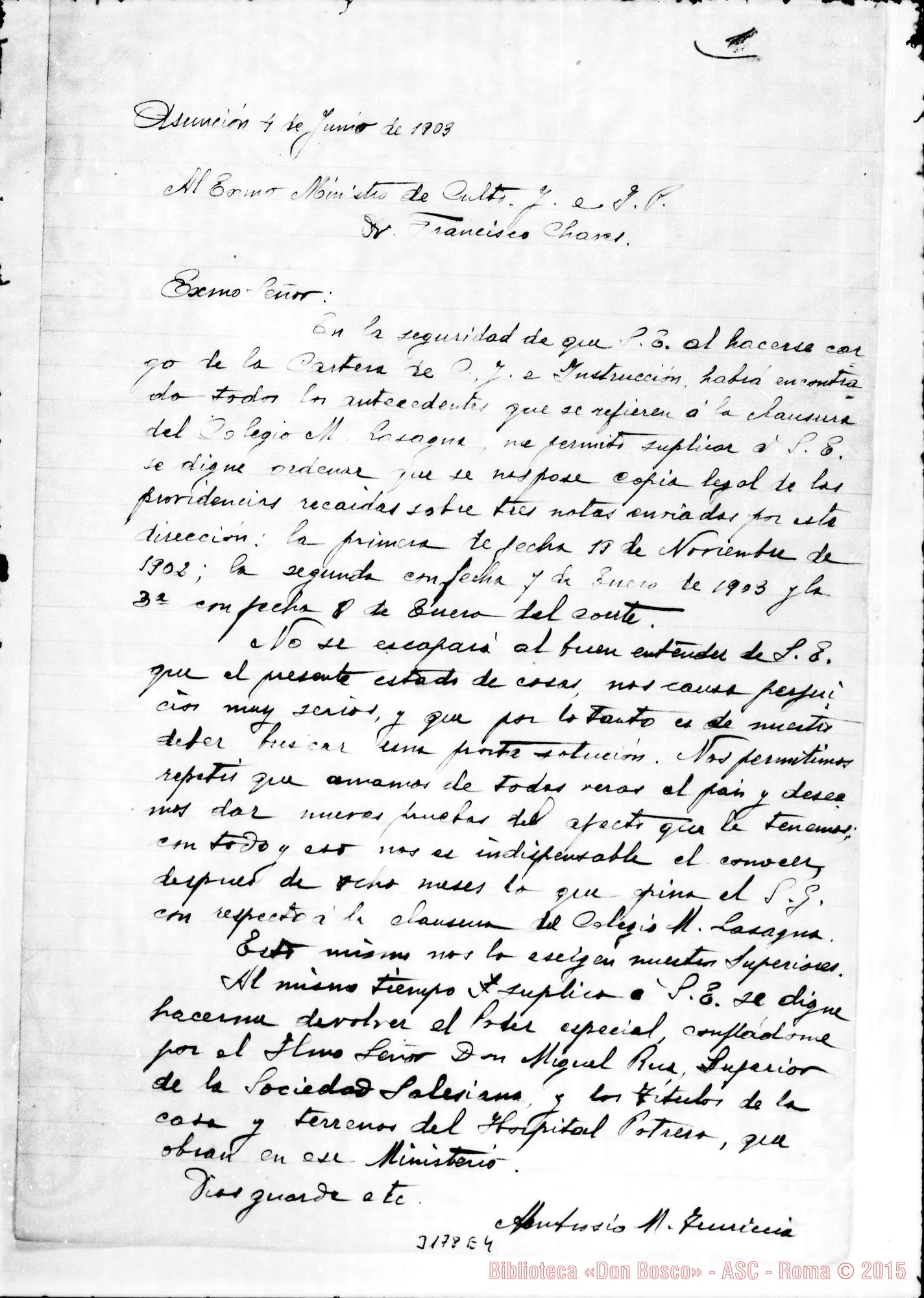 Fotogramma E 4 — Don Turriccia-Ministro Chaves. Asunción, 4-06-1903 Copia