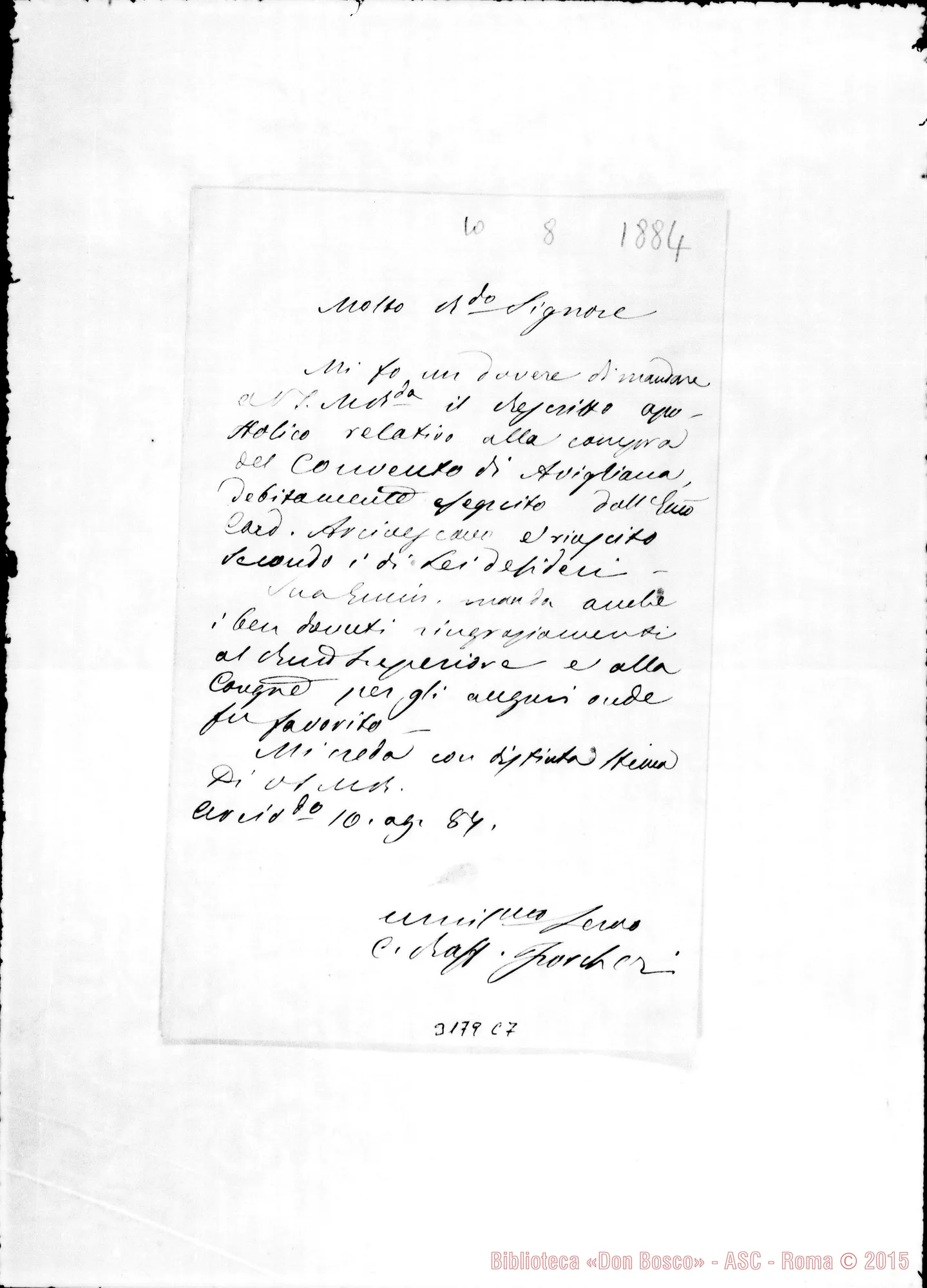Fotogramma C 7 — Raffaele Forcheri-Rev.do Sig., il 10-08-1884