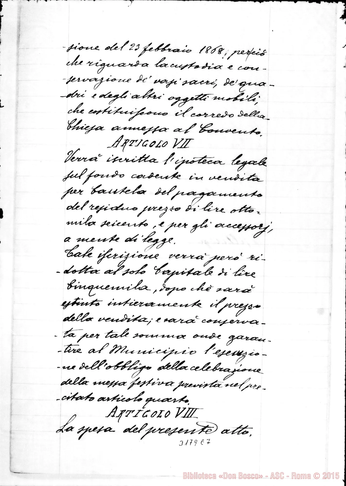 Fotogramma E 7 — Atto di vendita. Avigliana, 20-02-1888
