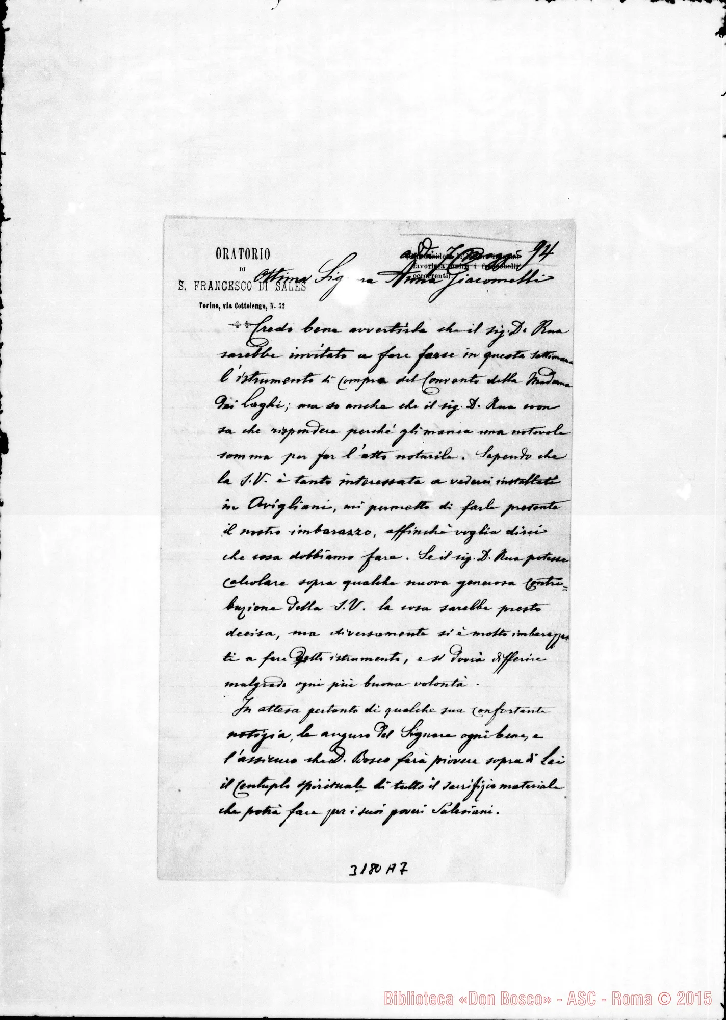 Fotogramma A 7 — Don Lago Angelo-Signora Anna Giacomelli. Torino, 7-05-1894