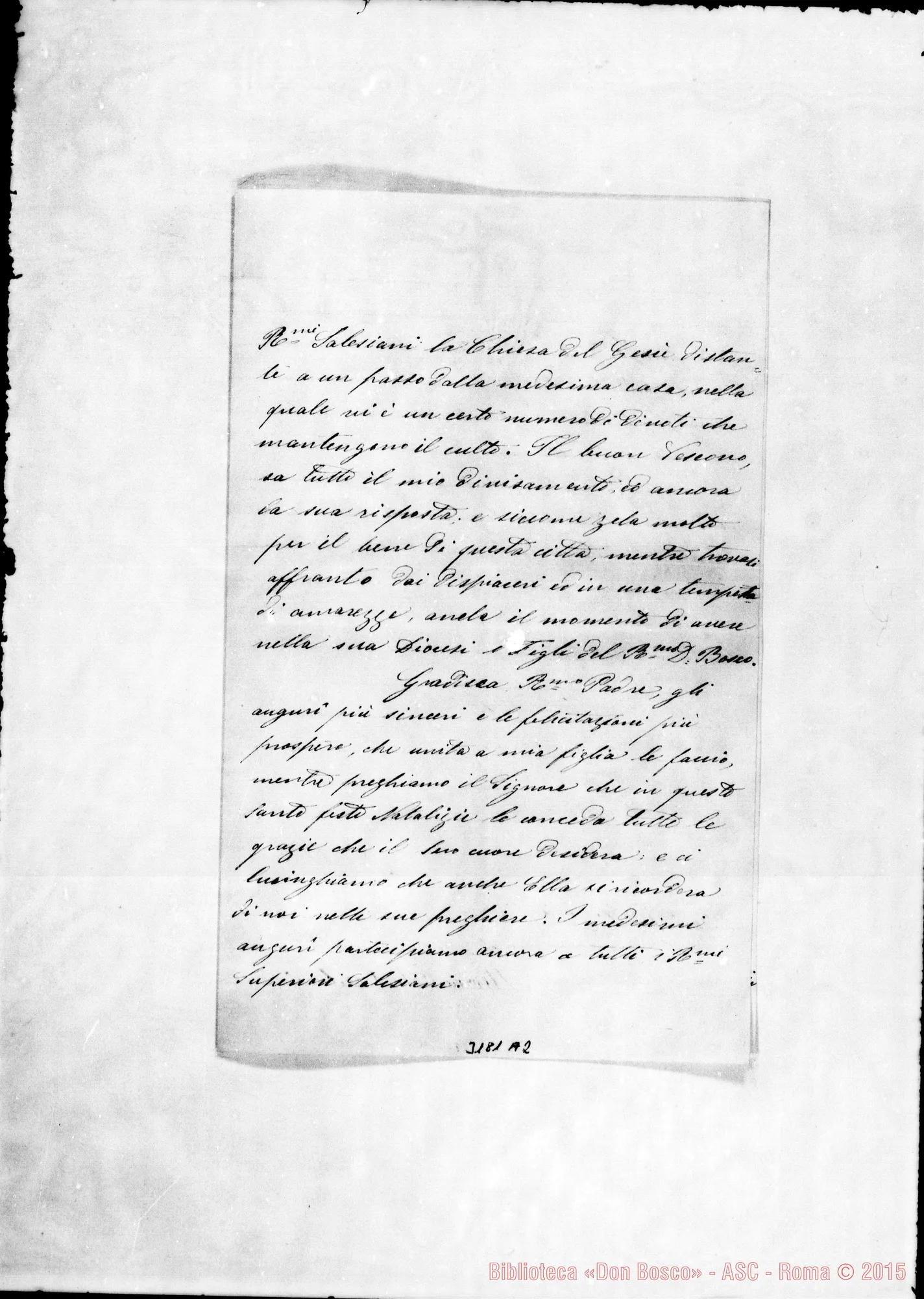 Fotogramma A 2 — Maria Calo Carducci-Don Bosco. Bari, 18-12-1880