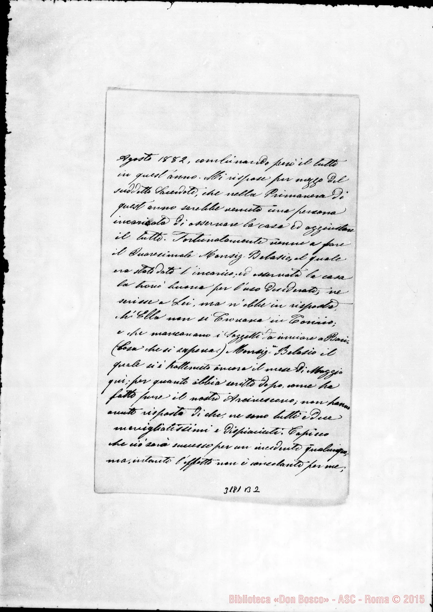 Fotogramma B 2 — Maria Calo Carducci-Don Bosco. Bari, 2-06-1881