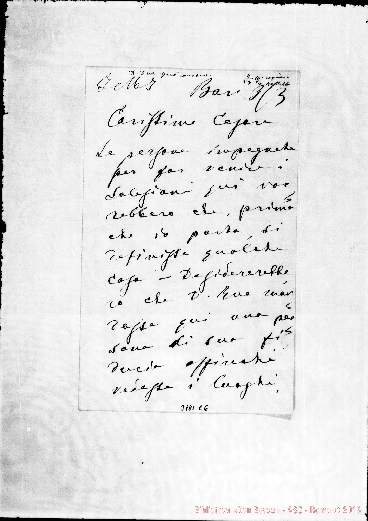 Fotogramma C 6 — Orazio Mazzella, eletto arciv. di Rossano-Don Cesare C. 1898 Autogr. Rua