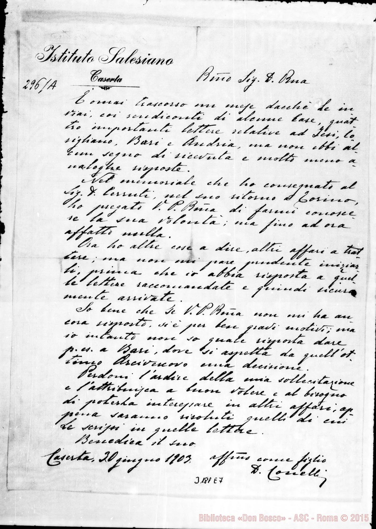 Fotogramma E 7 — D. Conelli Arturo-Don Rua. Caserta, 30-06-1903