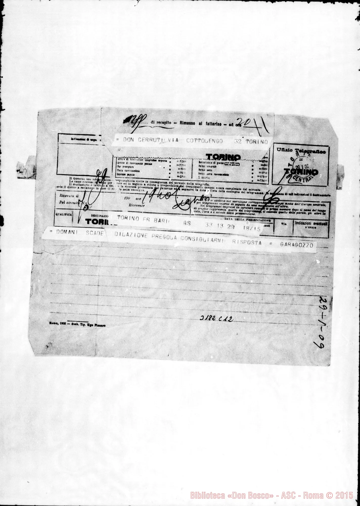 Fotogramma C 12 — Don Garagozzo-Don Cerruti. Telegramma