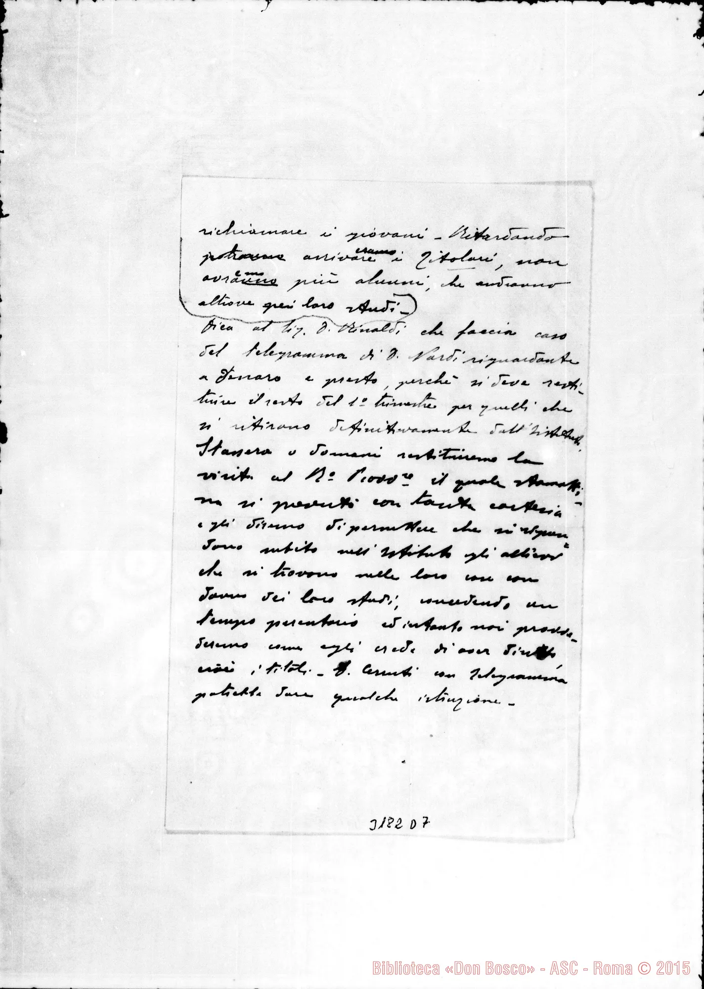 Fotogramma D 7 — Don Giuseppe Scappini-Don Rua. Bari, 2-02-1909
