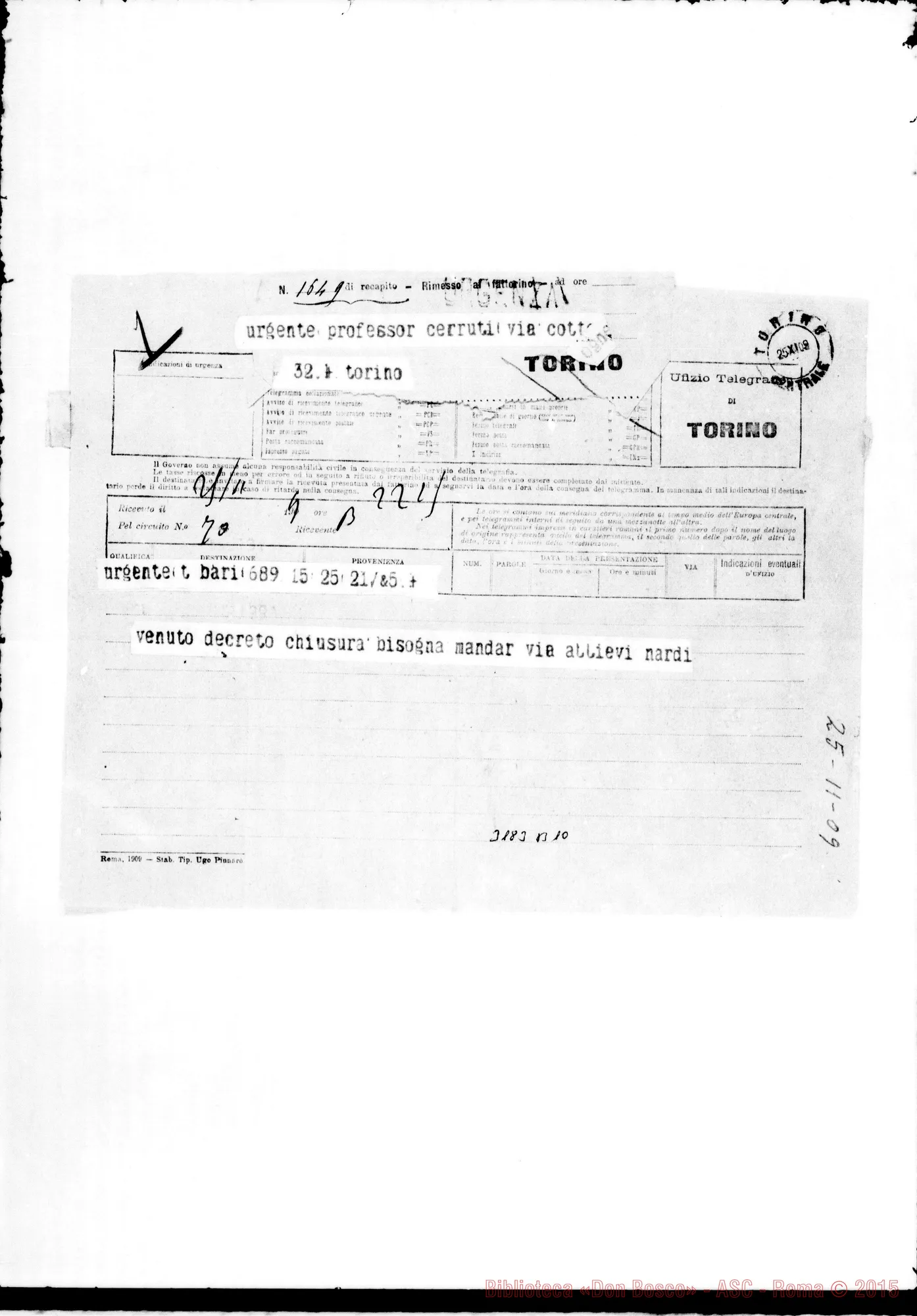 Fotogramma B 10 — Don Nardi-Don Cerruti. Telegramma