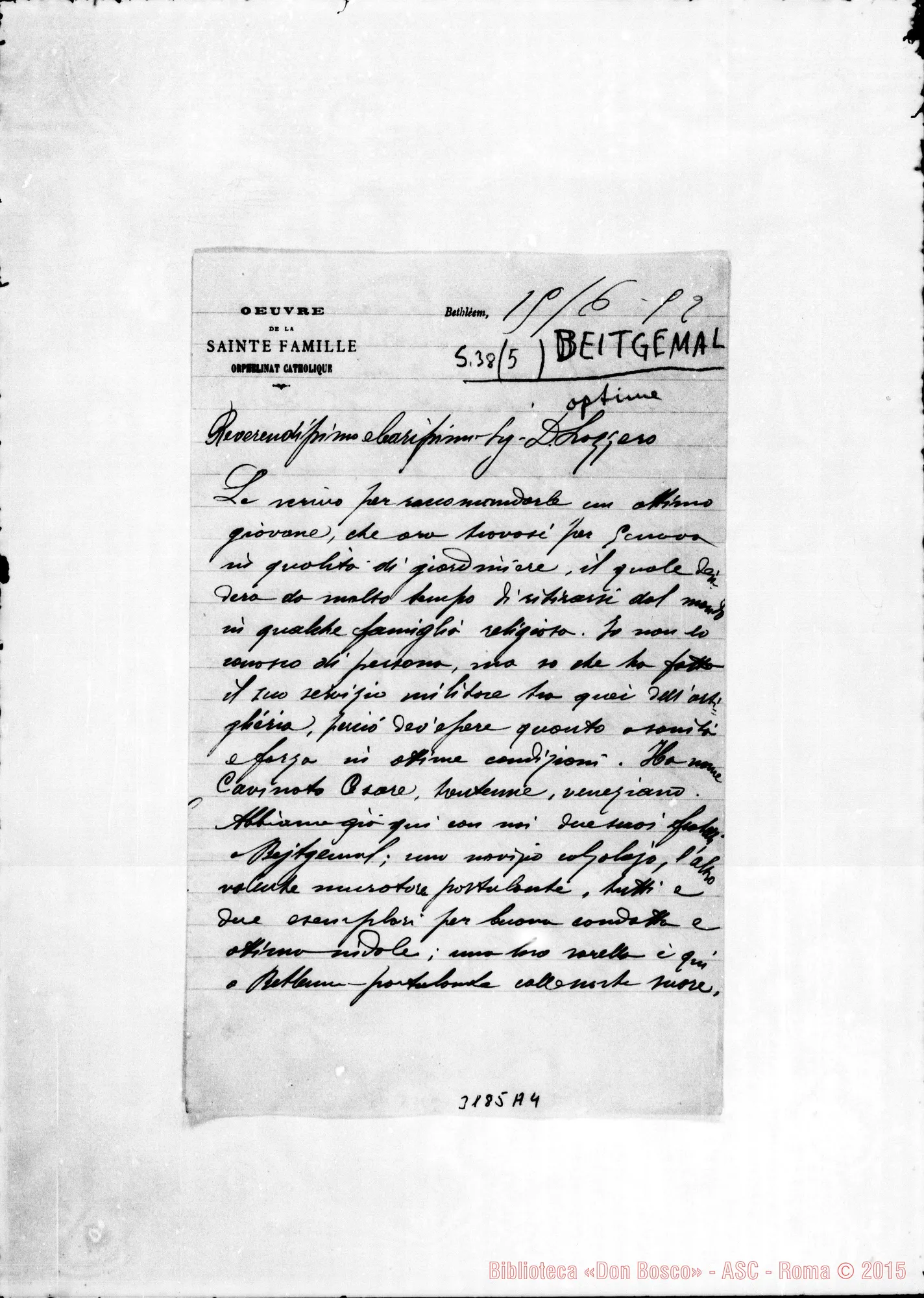 Fotogramma A 4 — Don G. Batt. Useo-Don Lazzero. Beitgemal, 15-06-1892
