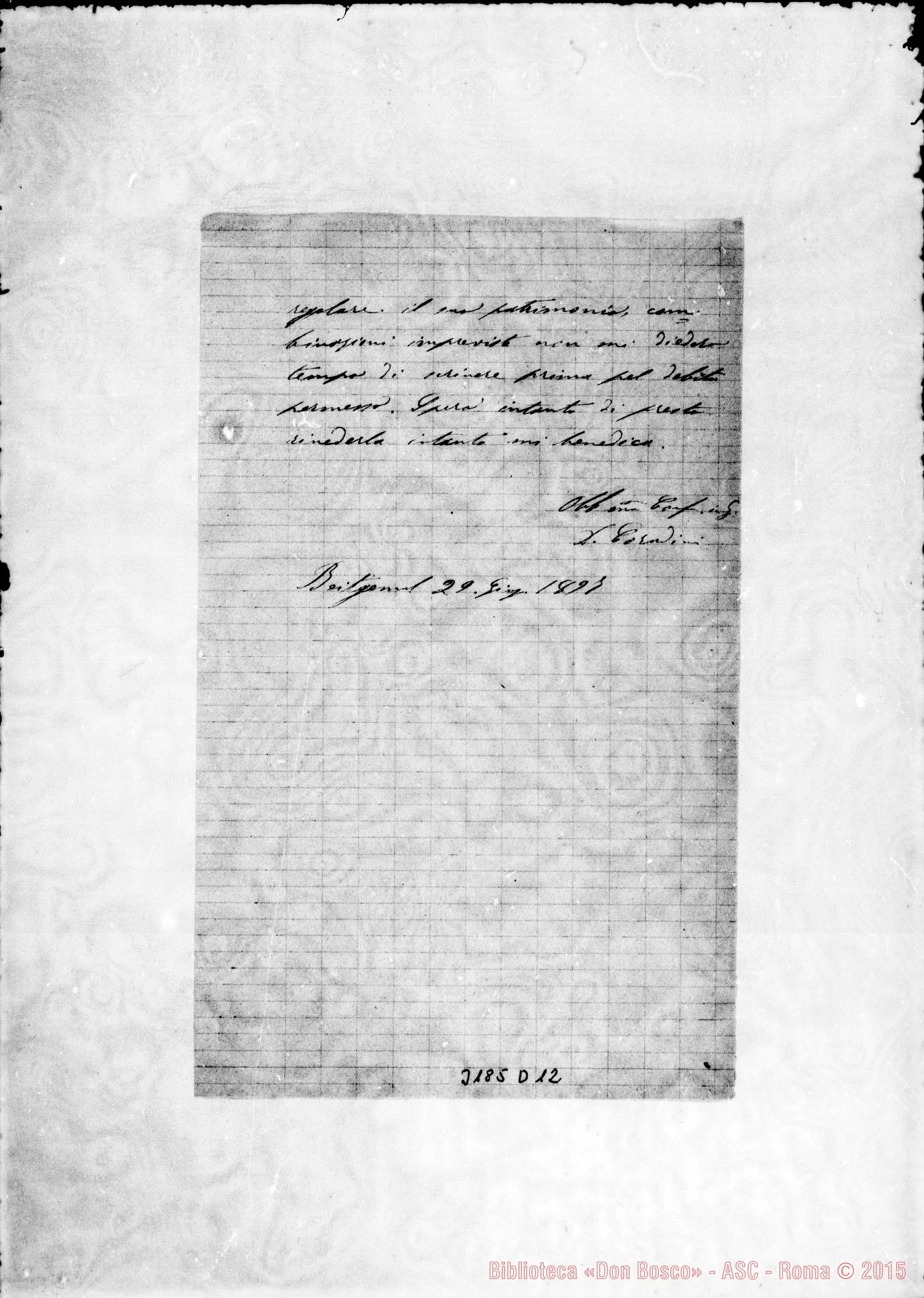 Fotogramma D 12 — Don Ruggero Coradini-Don Durando. Beitgemal, 29-06-1897