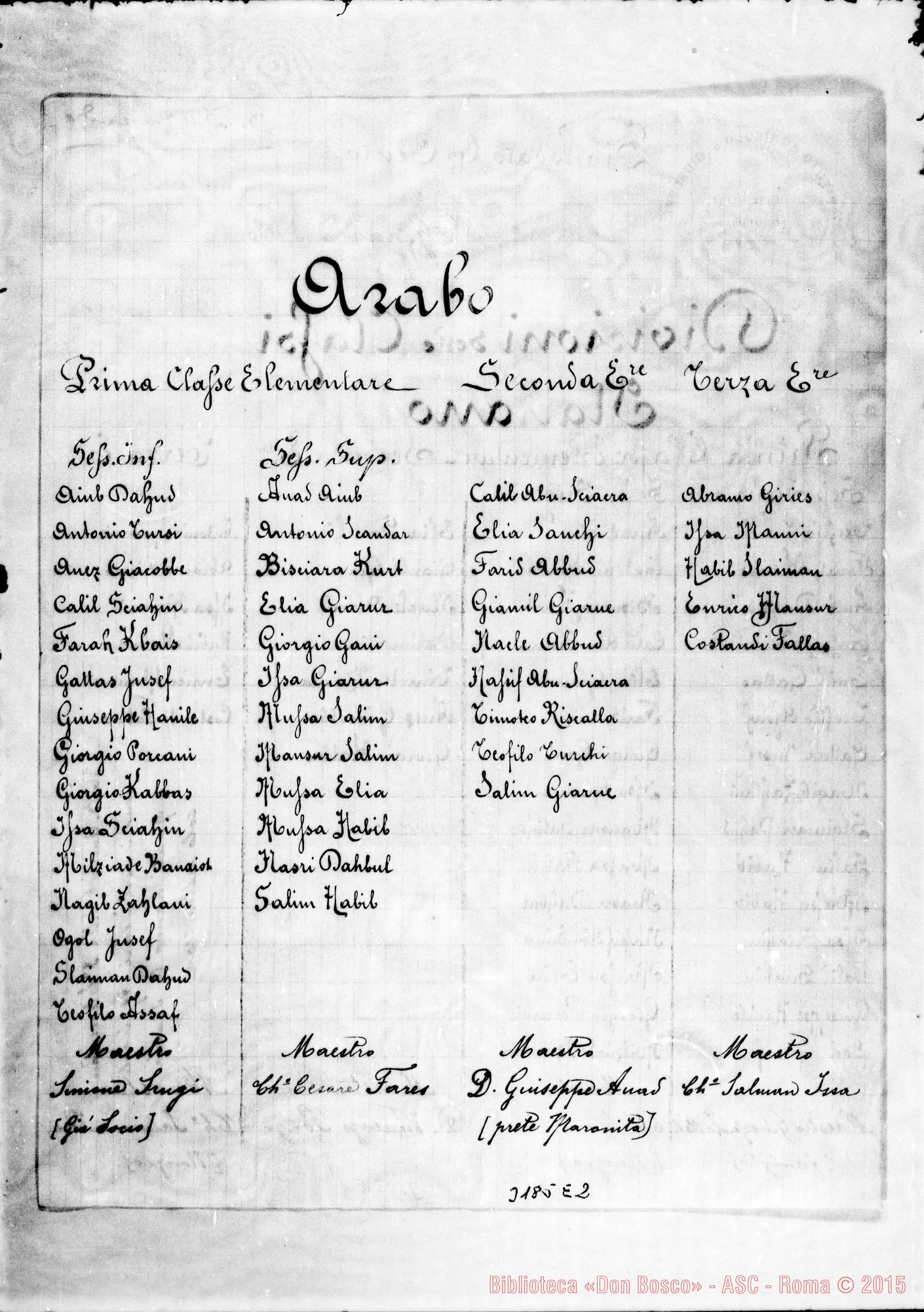 Fotogramma E 2 — Divisioni delle Classi. Beitgemal, 8-01-1900