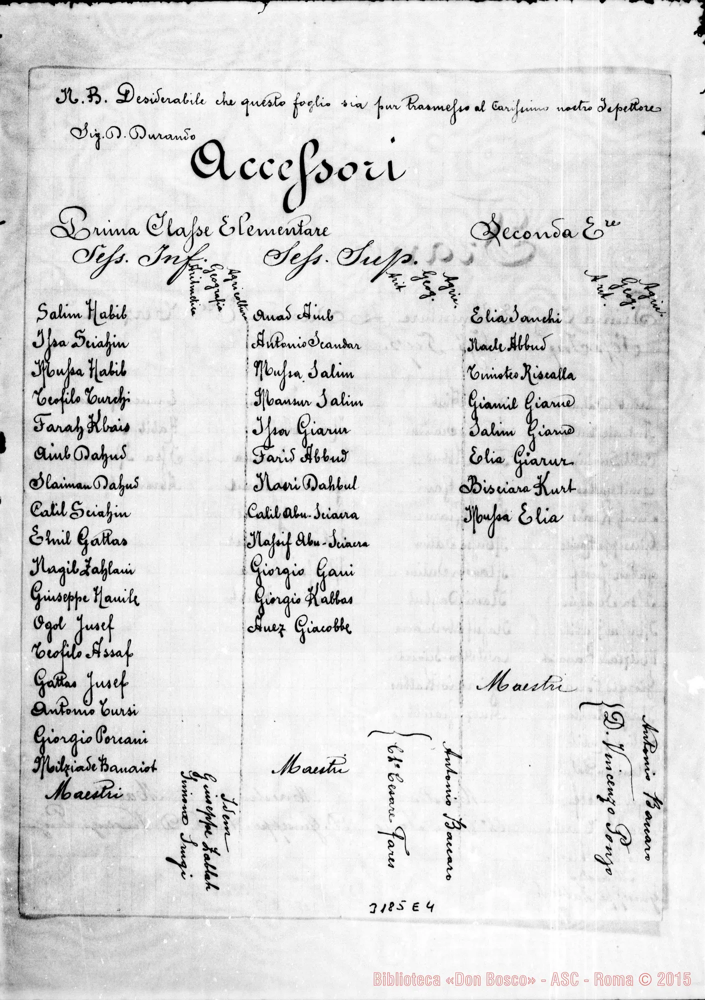 Fotogramma E 4 — Divisioni delle Classi. Beitgemal, 8-01-1900