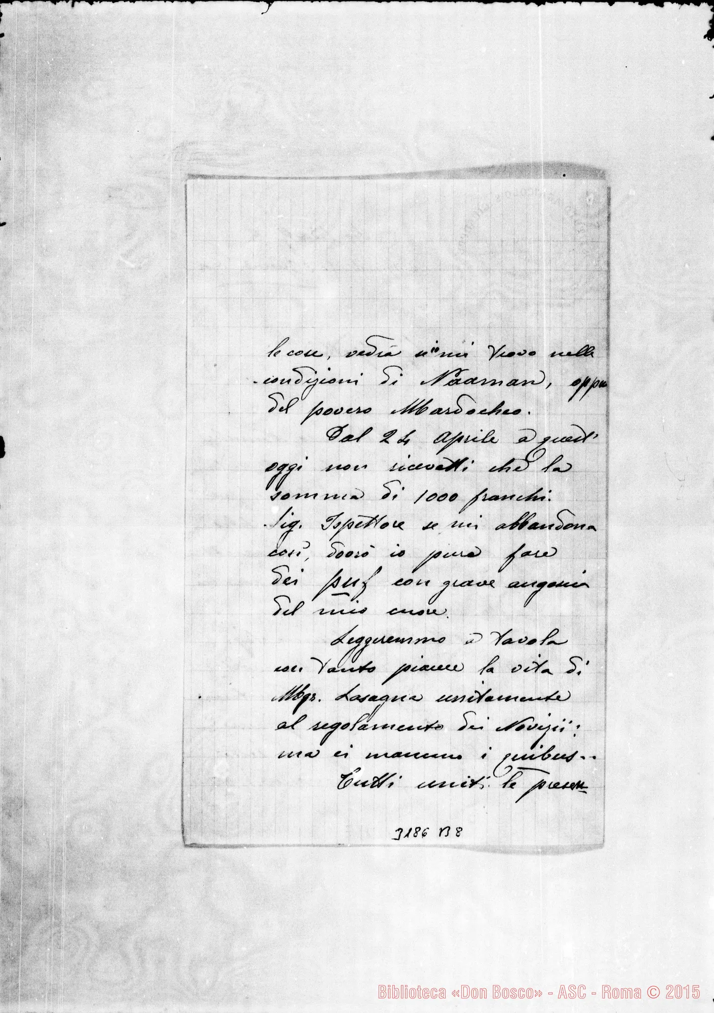 Fotogramma B 8 — Don Luigi M. Cantoni-Ispettore. Beitgemal, 5-12-1900
