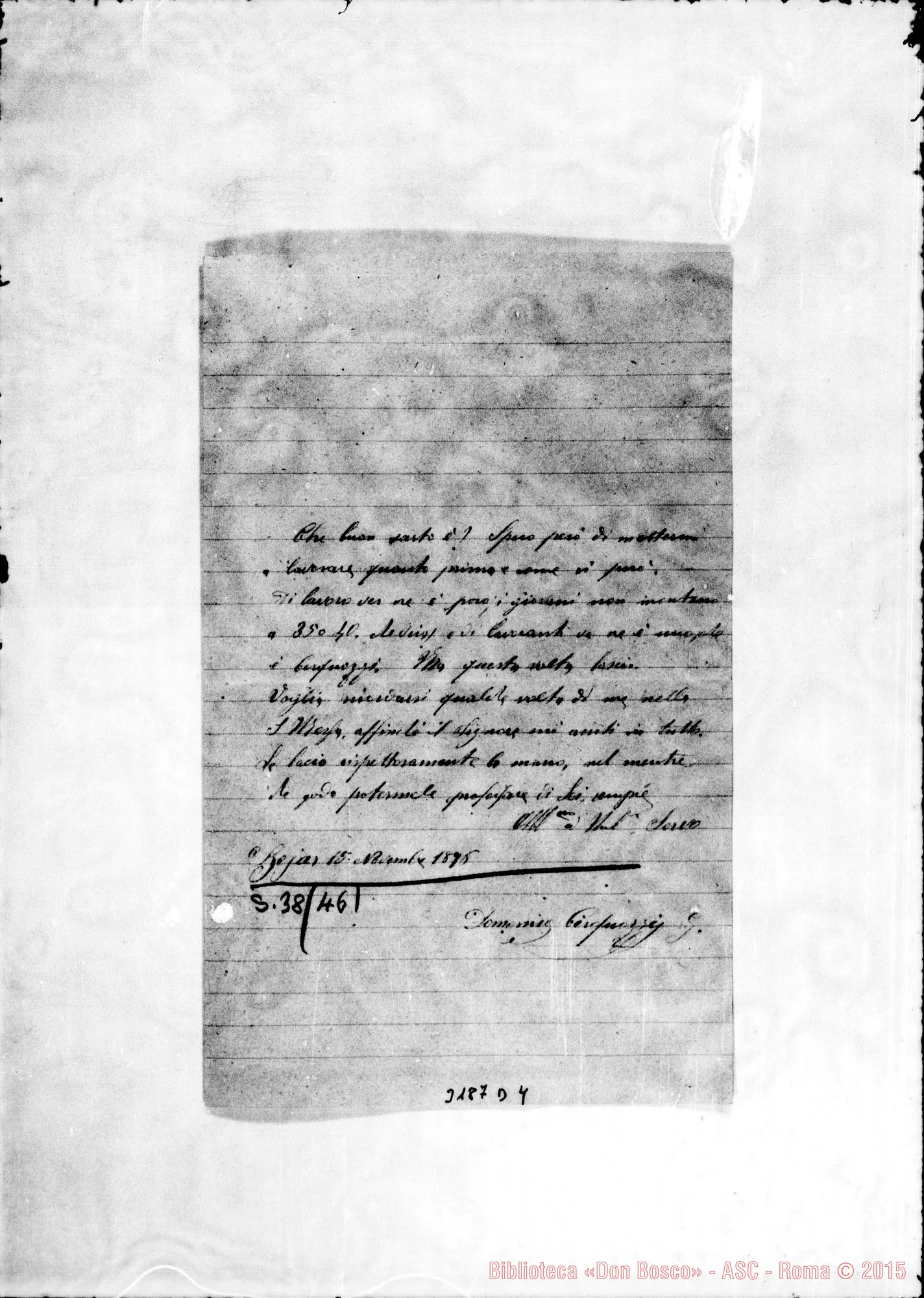 Fotogramma D 4 — Béjar: Domenico Cerquozzi, coad.-Don Lazzero. Béjar, 15-11-1896