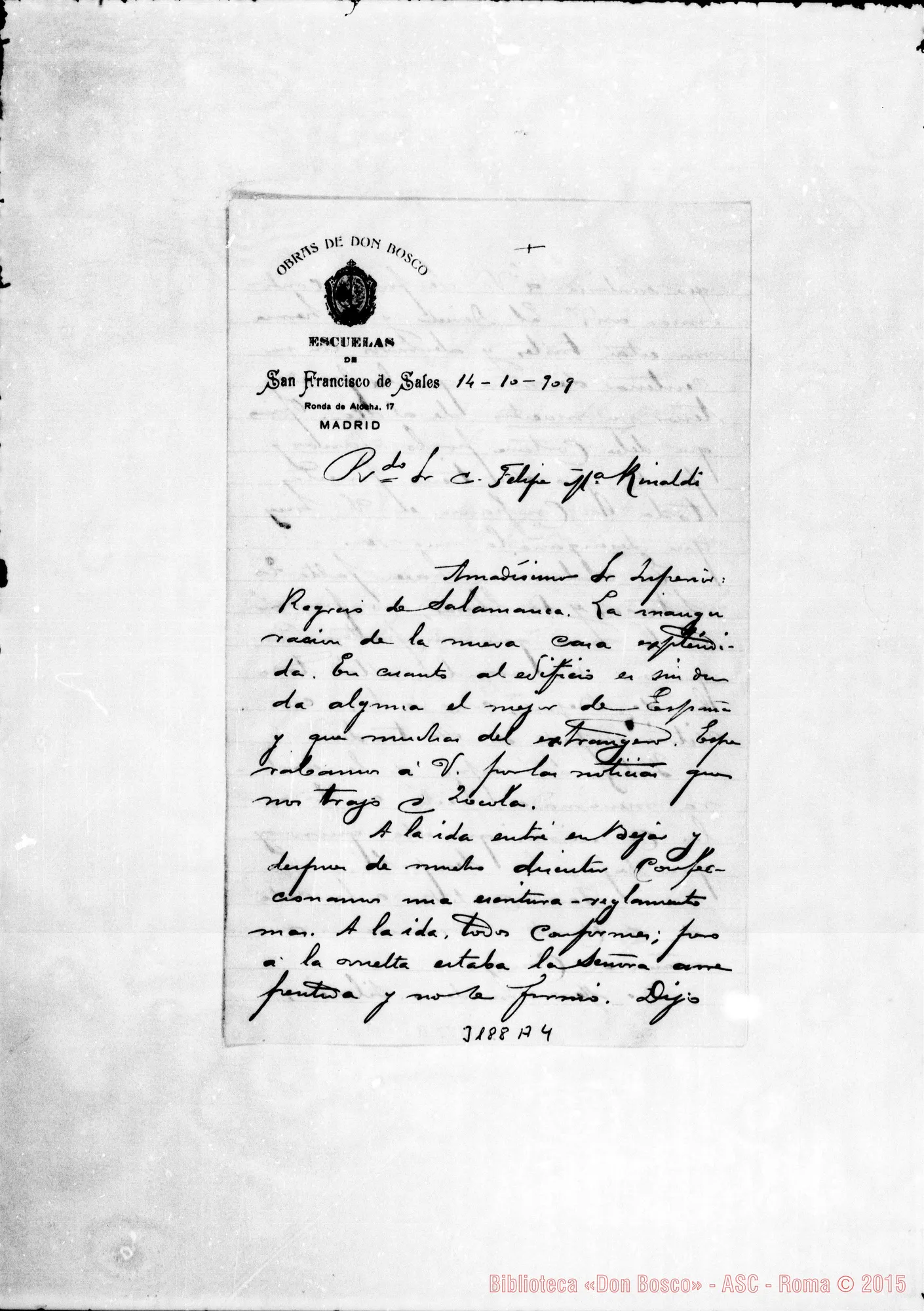 Fotogramma A 4 — Don Zabalo-Don Rinaldi. Madrid, 14-10-1909 Inclusa risposta autogr.