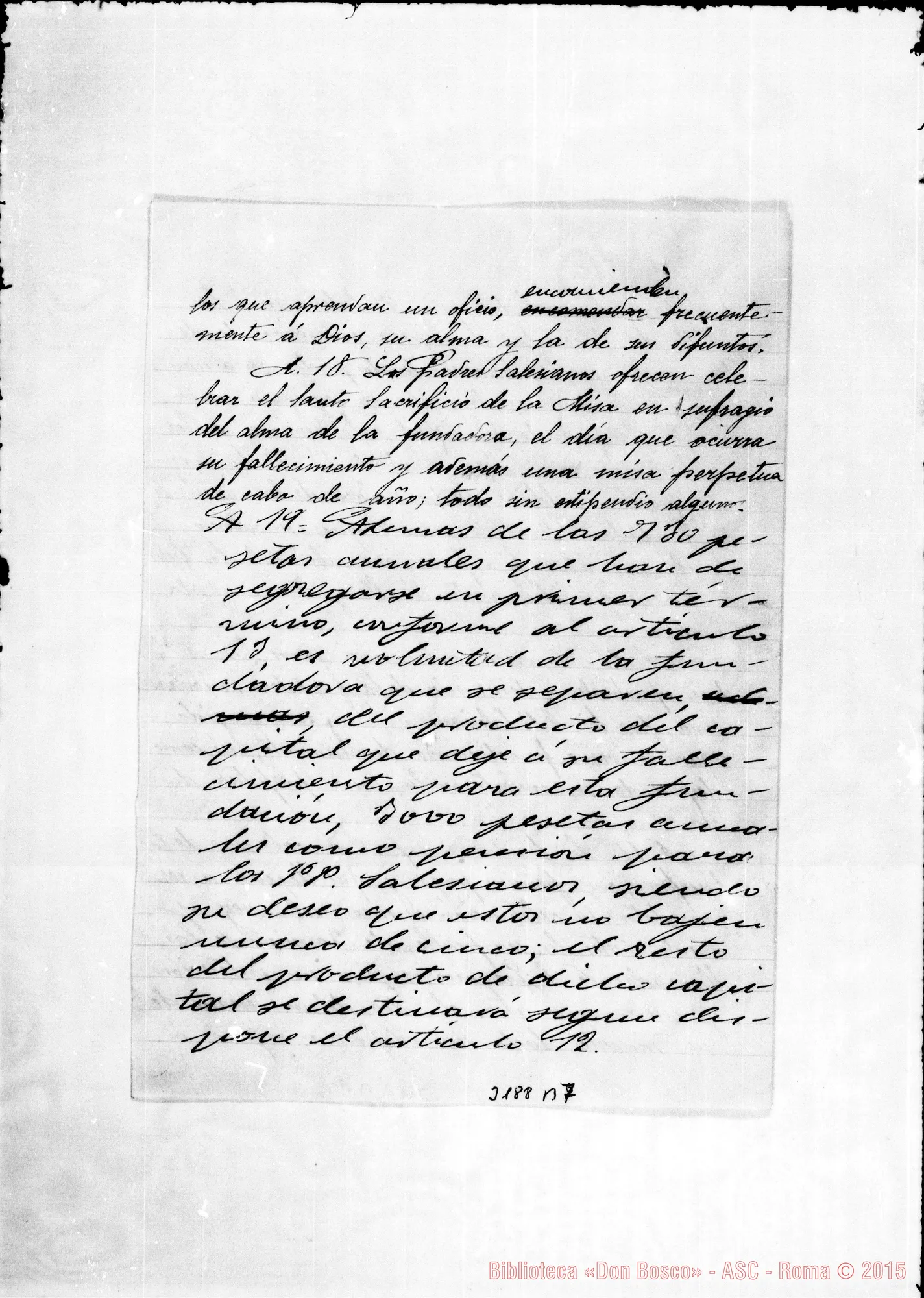 Fotogramma B 7 — Scrittura privata. Ms. con correzioni