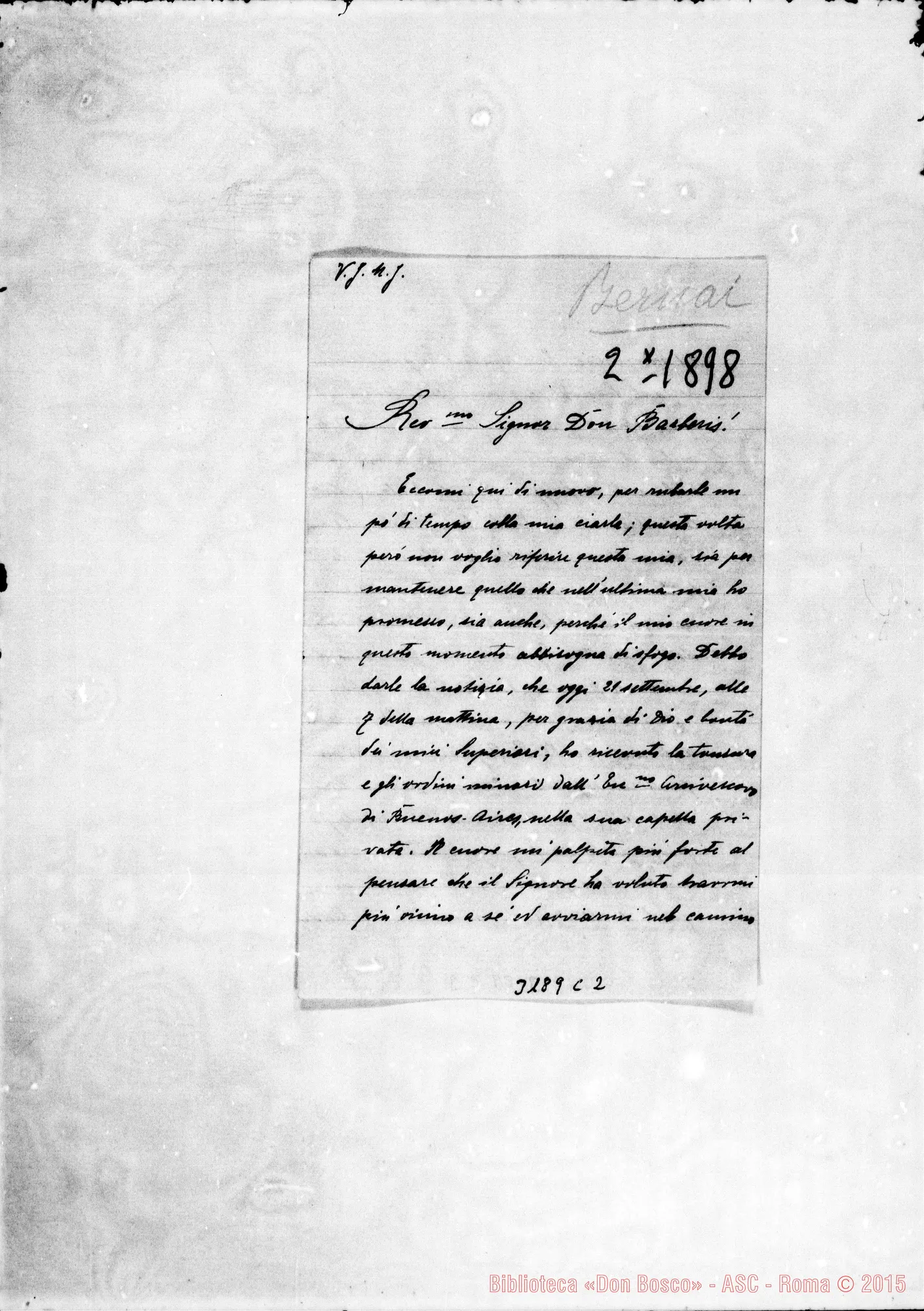 Fotogramma C 2 — Hlond Ignazio, ch.-Don Barberis. Bernal, 2-10-1898