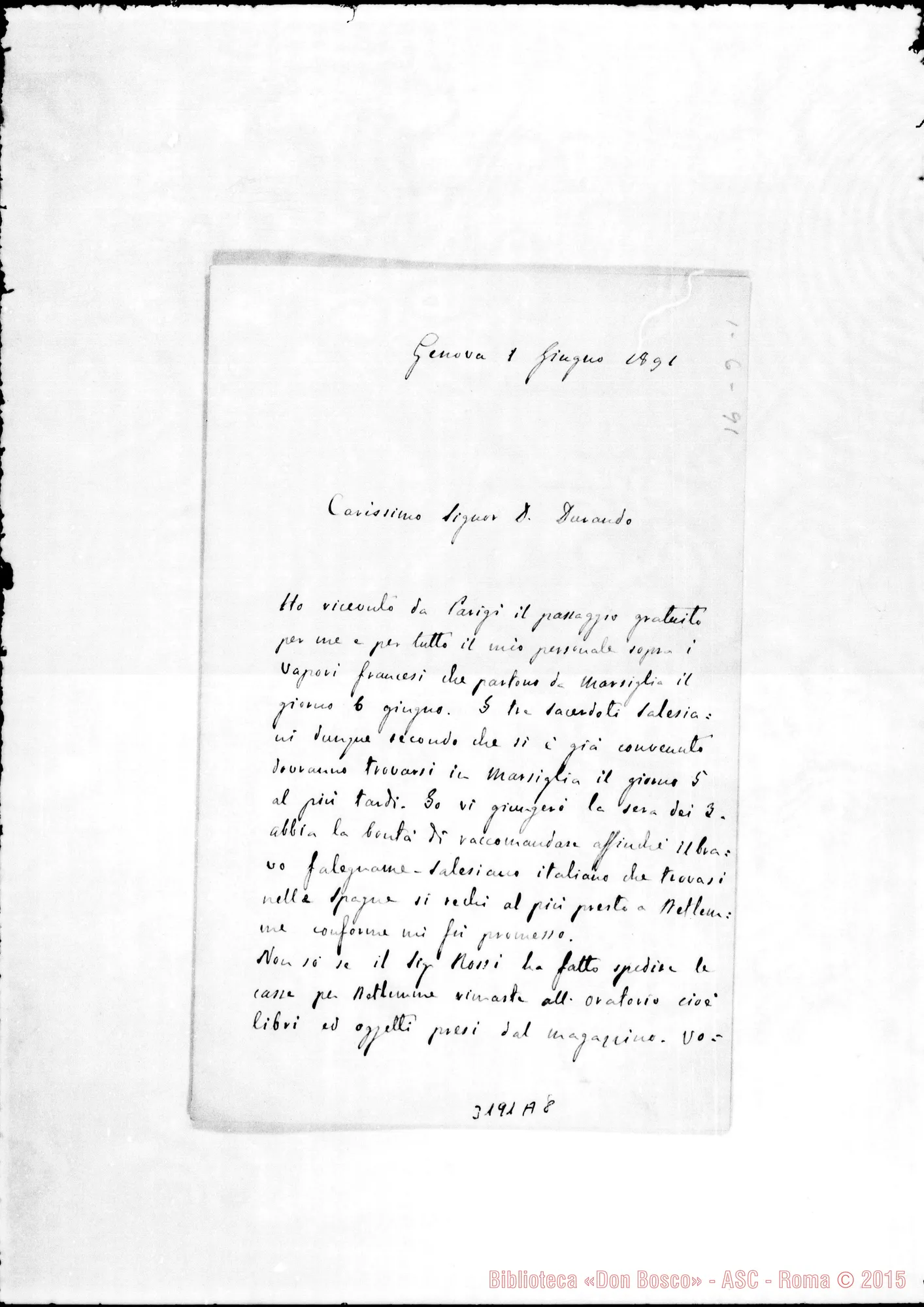 Fotogramma A 8 — Don Belloni-Don Durando. Genova, 1-06-1891
