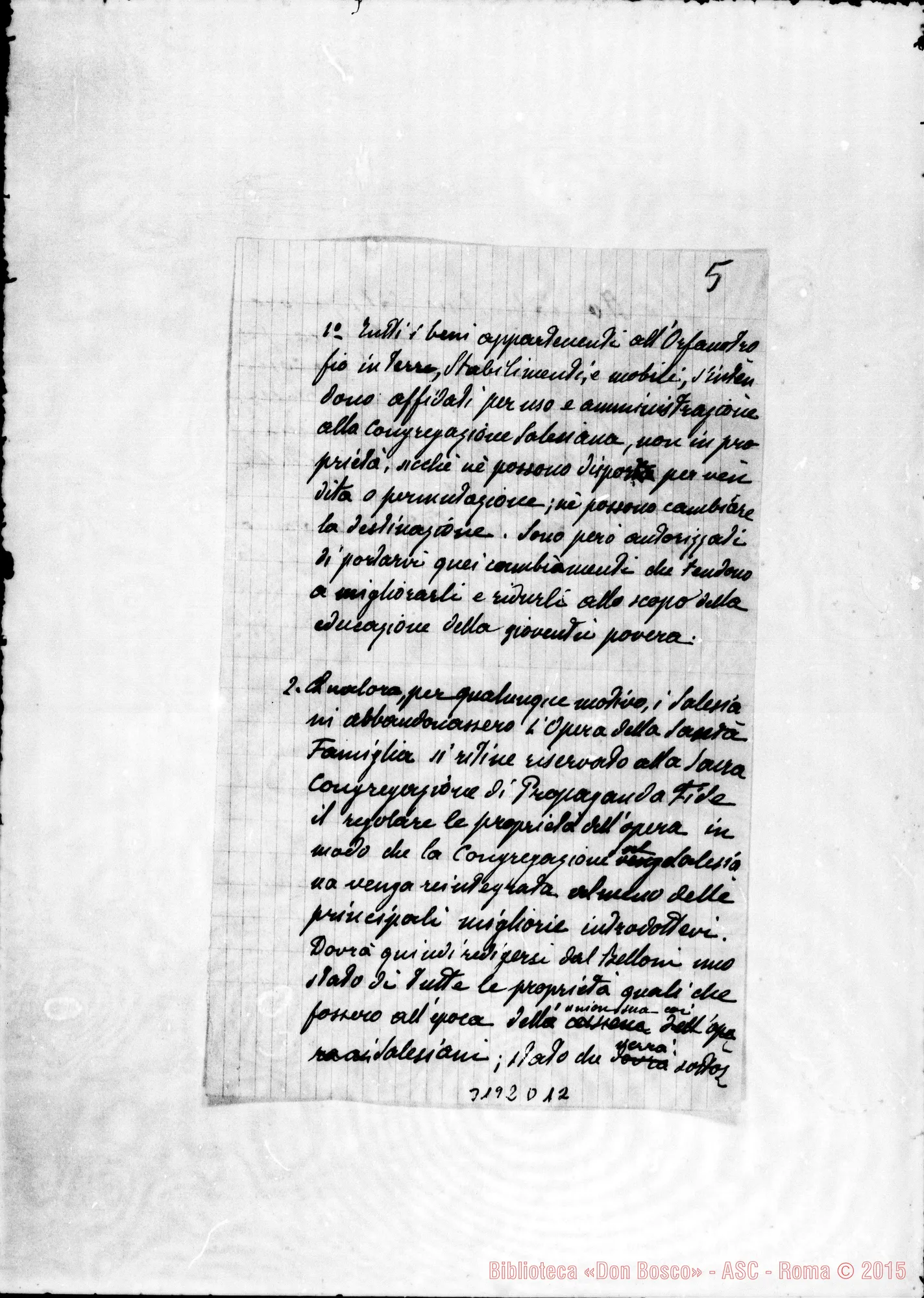 Fotogramma D 12 — Risposta di Don Rua A quest’ultima. Minuta senza data