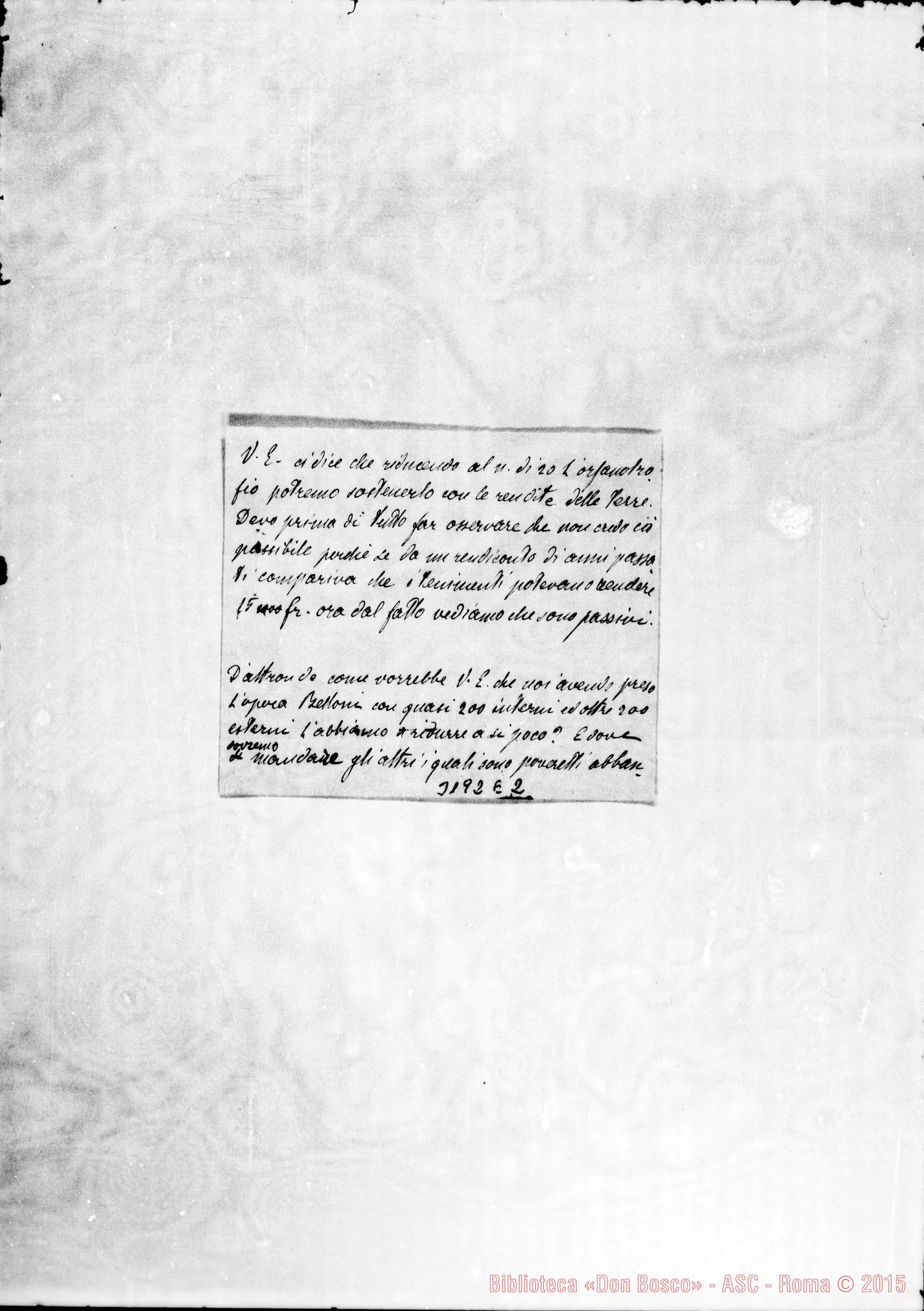 Fotogramma E 2 — Risposta di Don Rua A quest’ultima. Minuta senza data