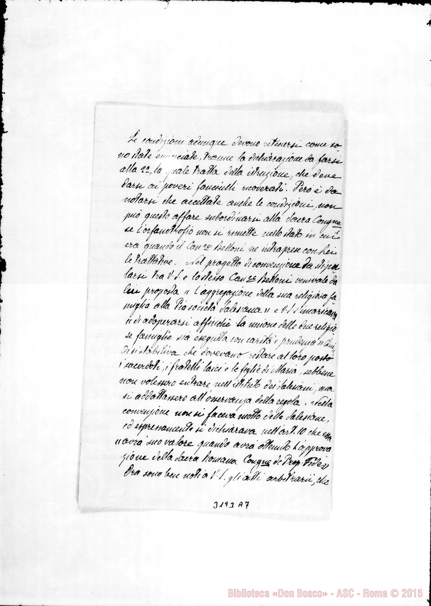 Fotogramma A 7 — Copia della lettera del Card. Lodóchowski dell’1-08-1892