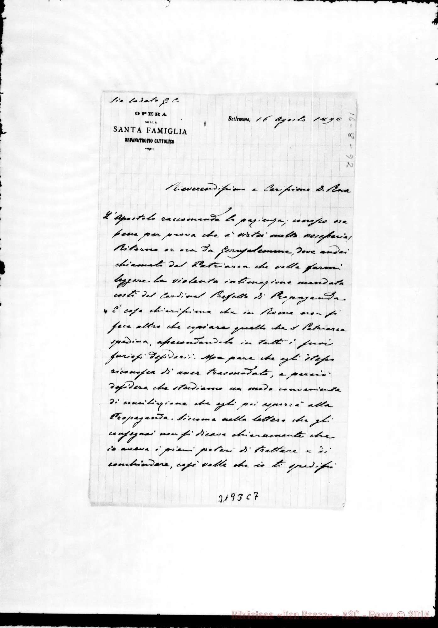Fotogramma C 7 — Don Durando-Don Rua. Betlemme, 16-08-1892