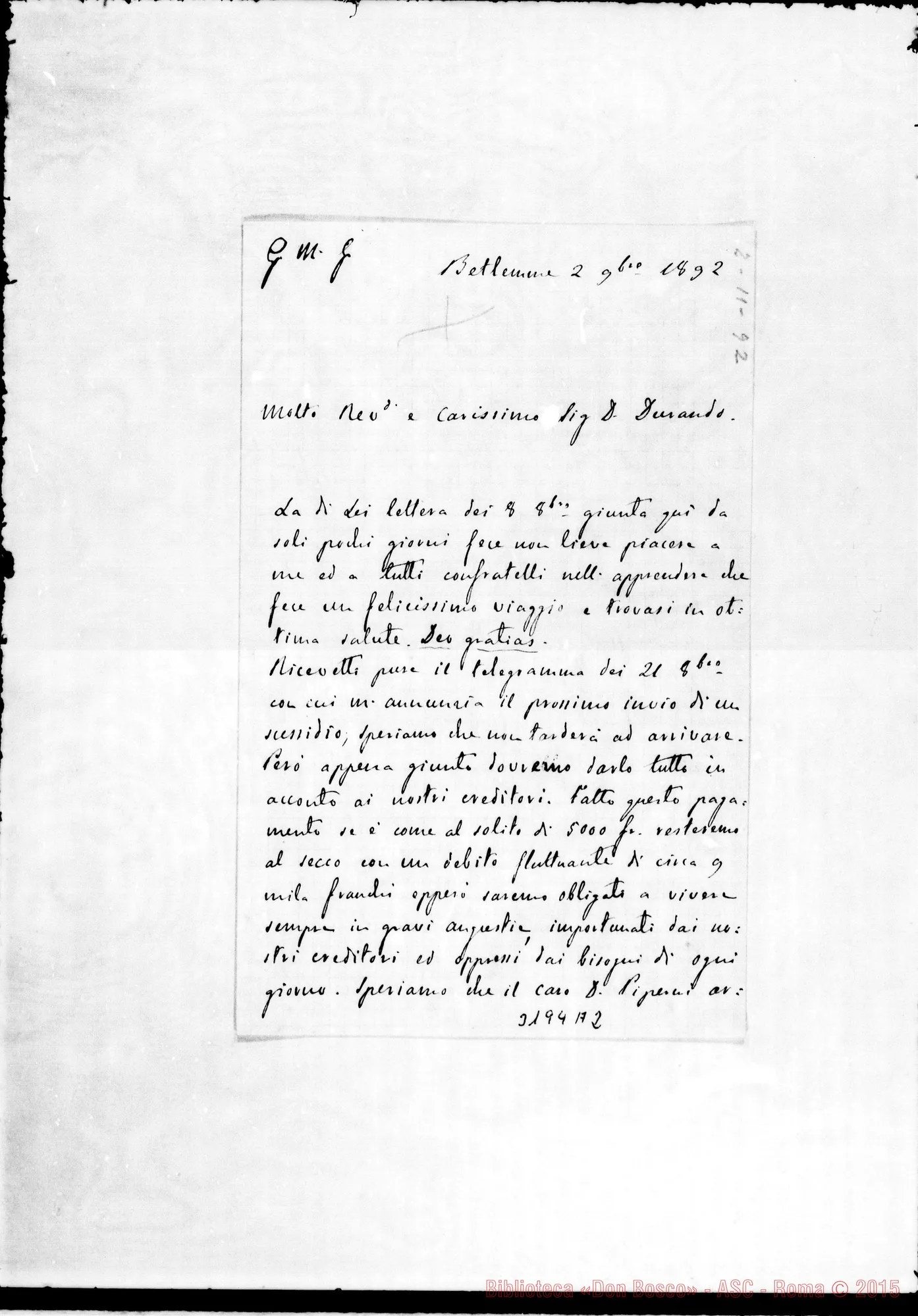 Fotogramma A 2 — Don Belloni-Don Durando. Betlemme, 2-11-1892