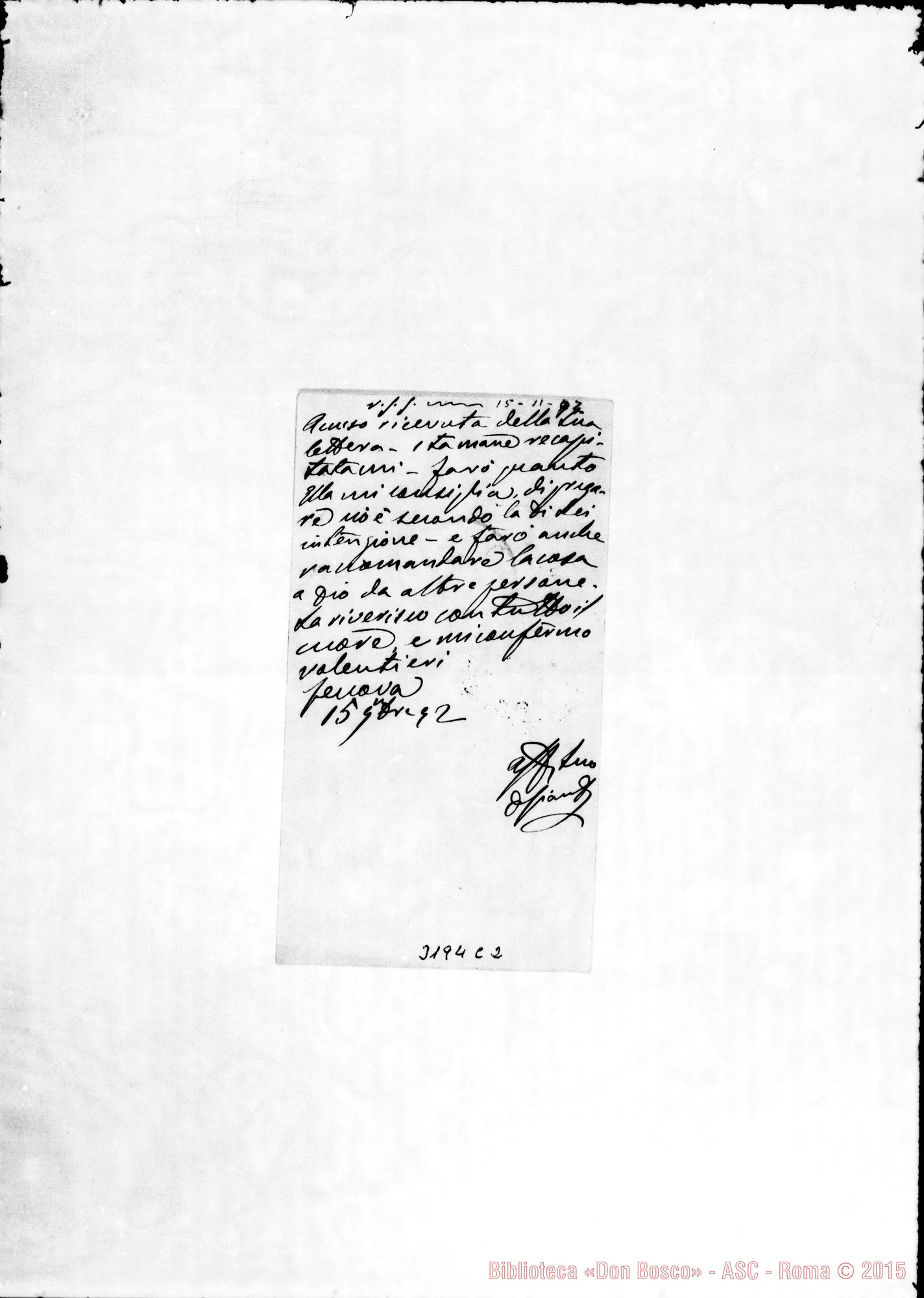 Fotogramma C 2 — Don Bianchi Giacinto-Don Durando. Genova, 15-11-1892