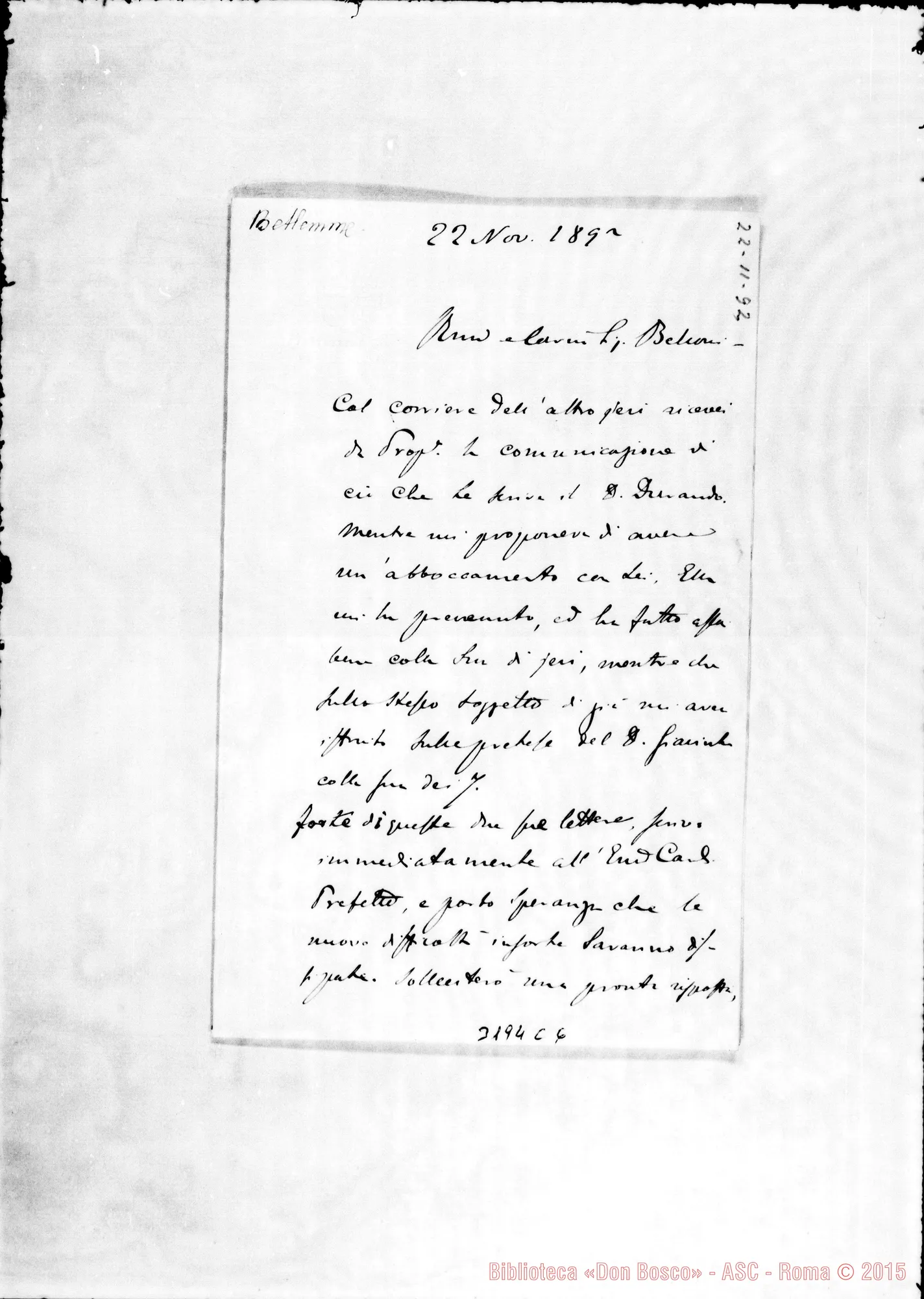 Fotogramma C 6 — Patriarca Lodovico Piavi-Don Belloni. Gerusalemme, 22-11-1892