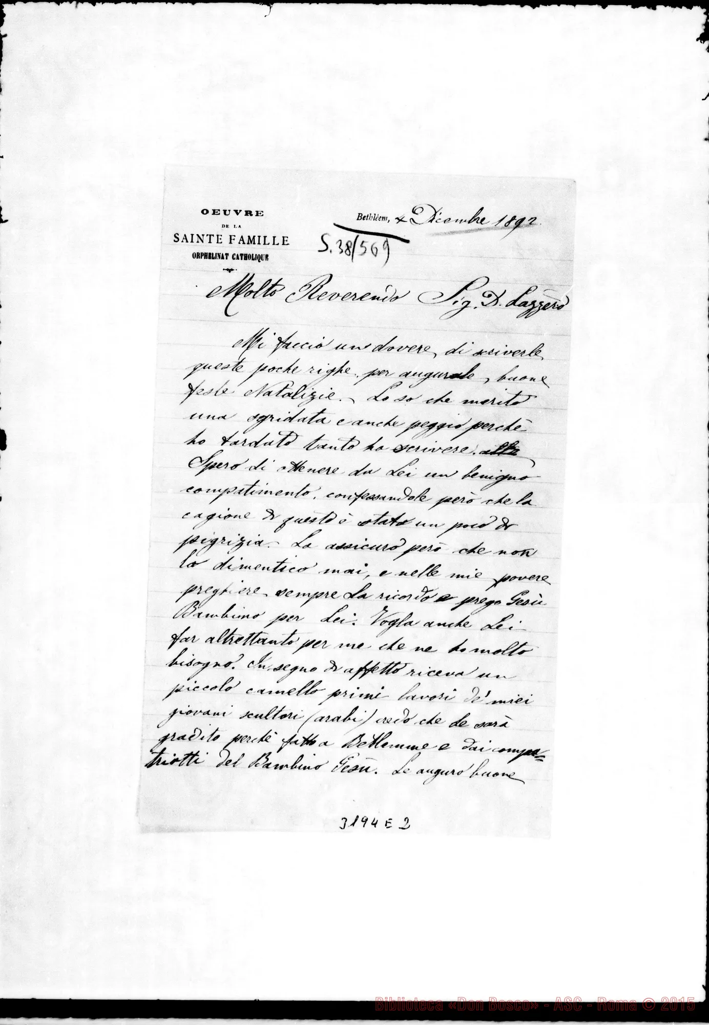 Fotogramma E 2 — Angelo Bormida-Don Lazzero. Betlemme, 4-12-1892