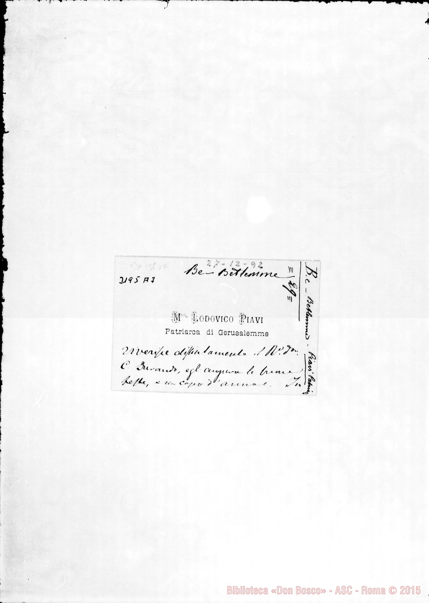 Fotogramma A 7 — Lodovico Piavi, Patriarca-Don Durando, il 27-12-1892
