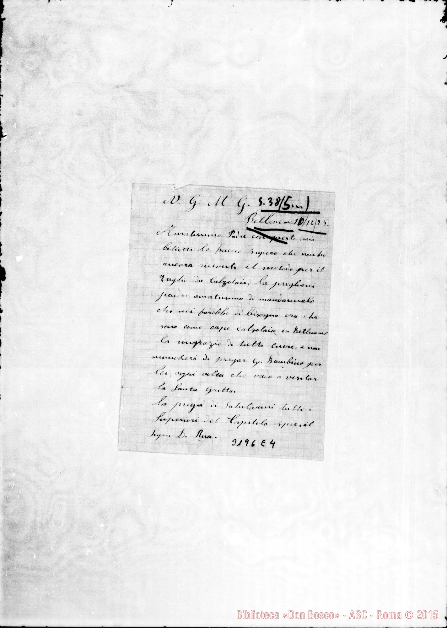 Fotogramma E 4 — Cherubino Cavinato-Amatissimo Padre. Betlemme, 10-12-1895
