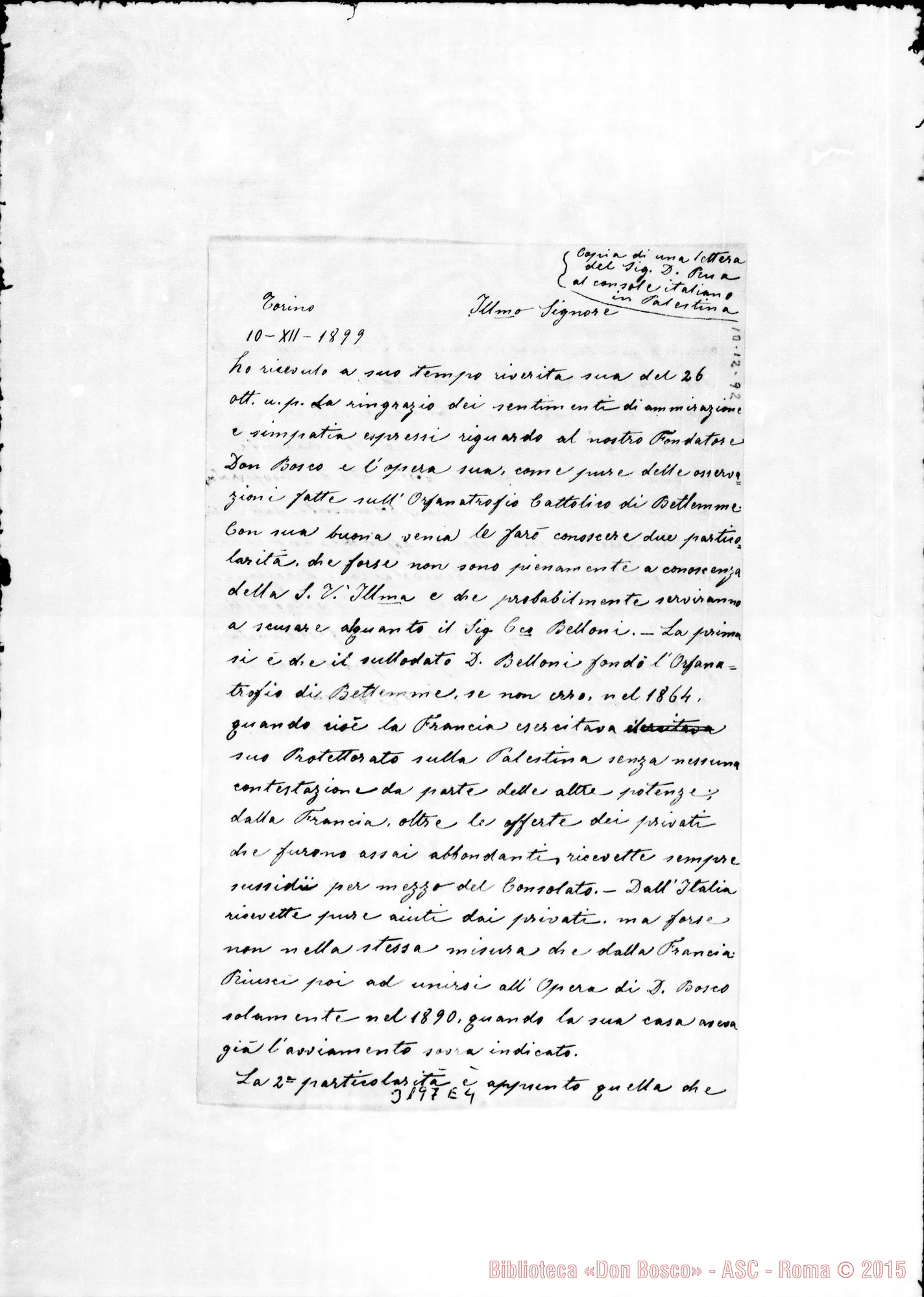 Fotogramma E 4 — Don Rua-Console Italiano. Torino, 10-12-1899 Copia