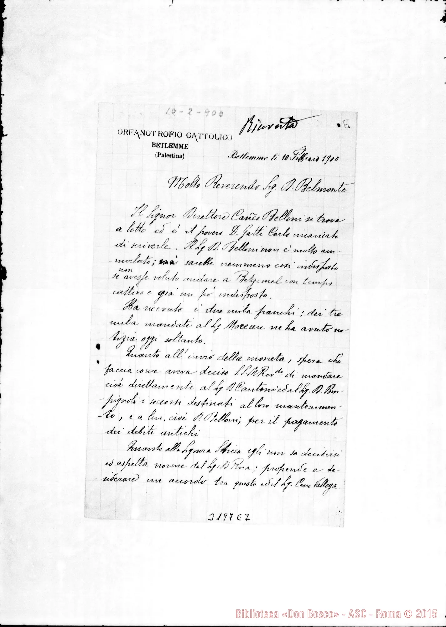 Fotogramma E 7 — Don Carlo Gatti-Don Belmonte. Betlemme, 10-02-1900